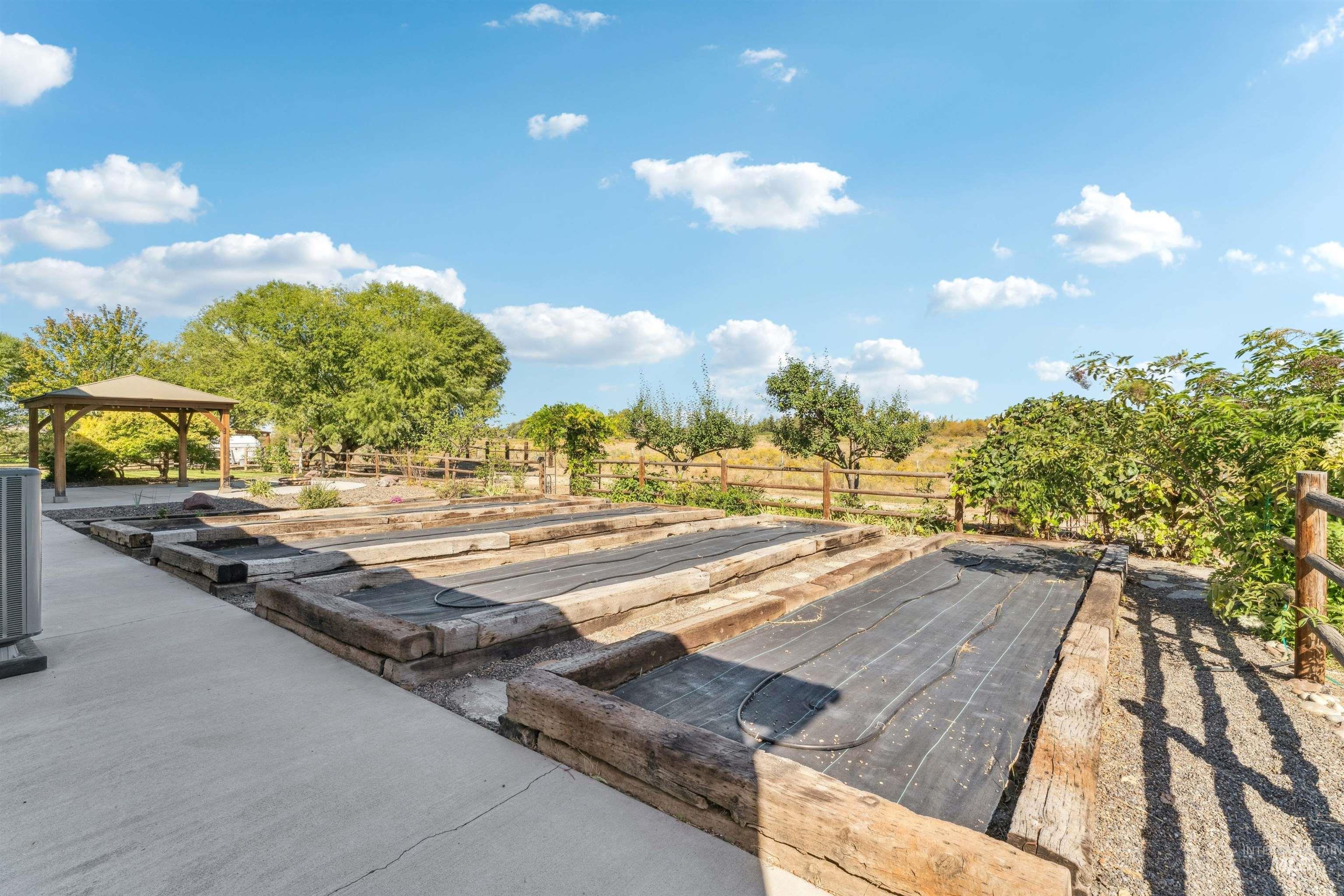 View of patio with a gazebo