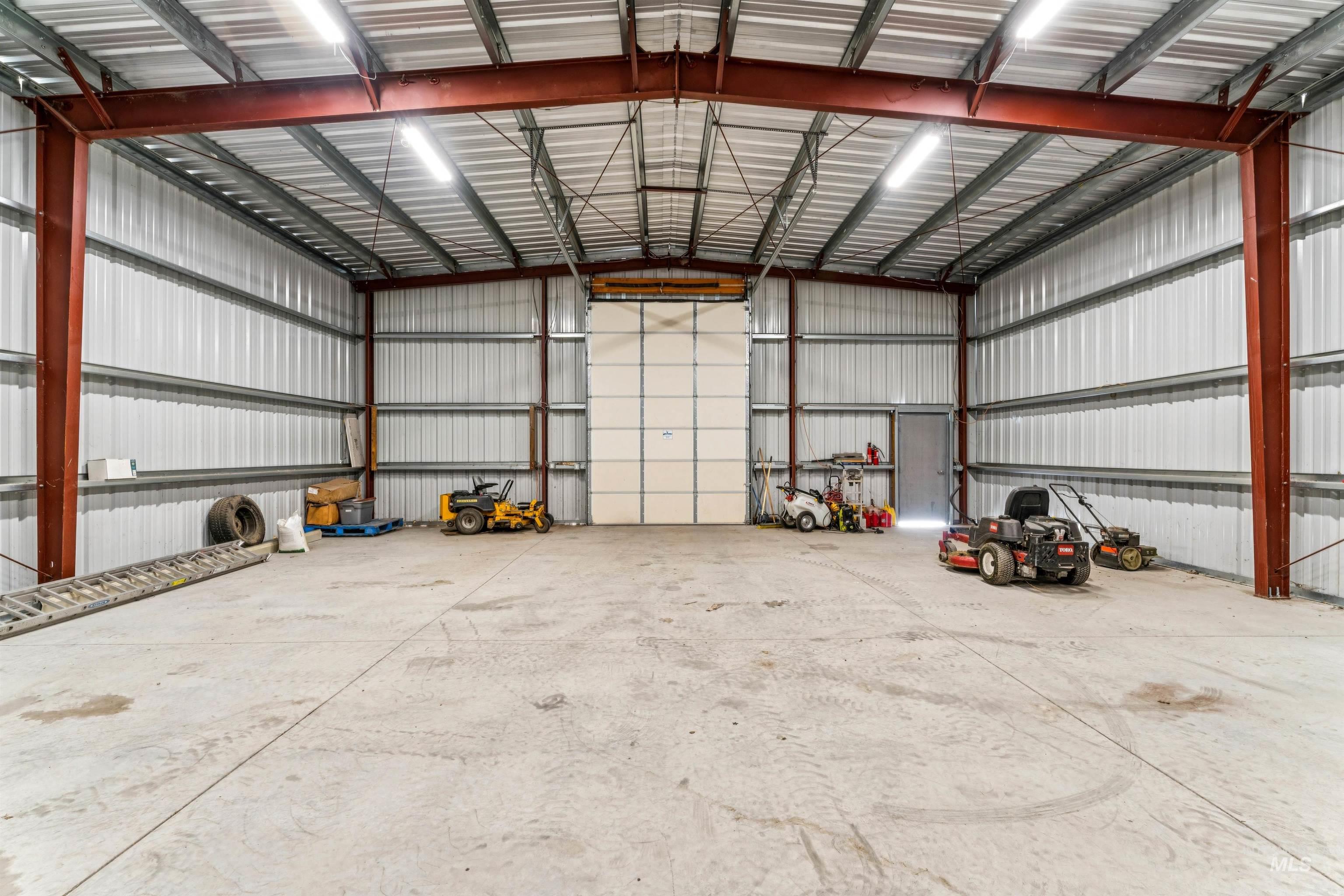 Garage with metal wall