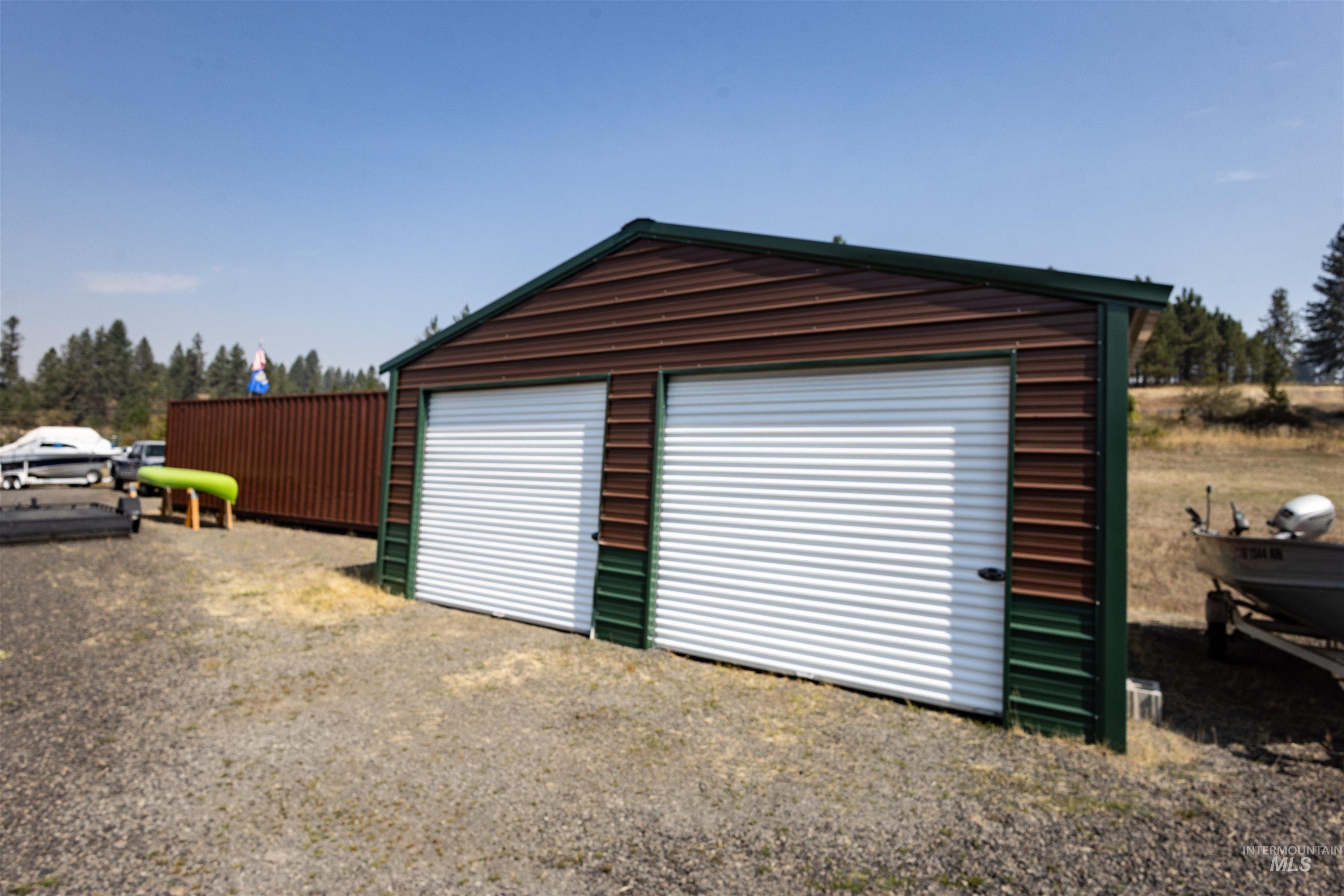 View of detached garage