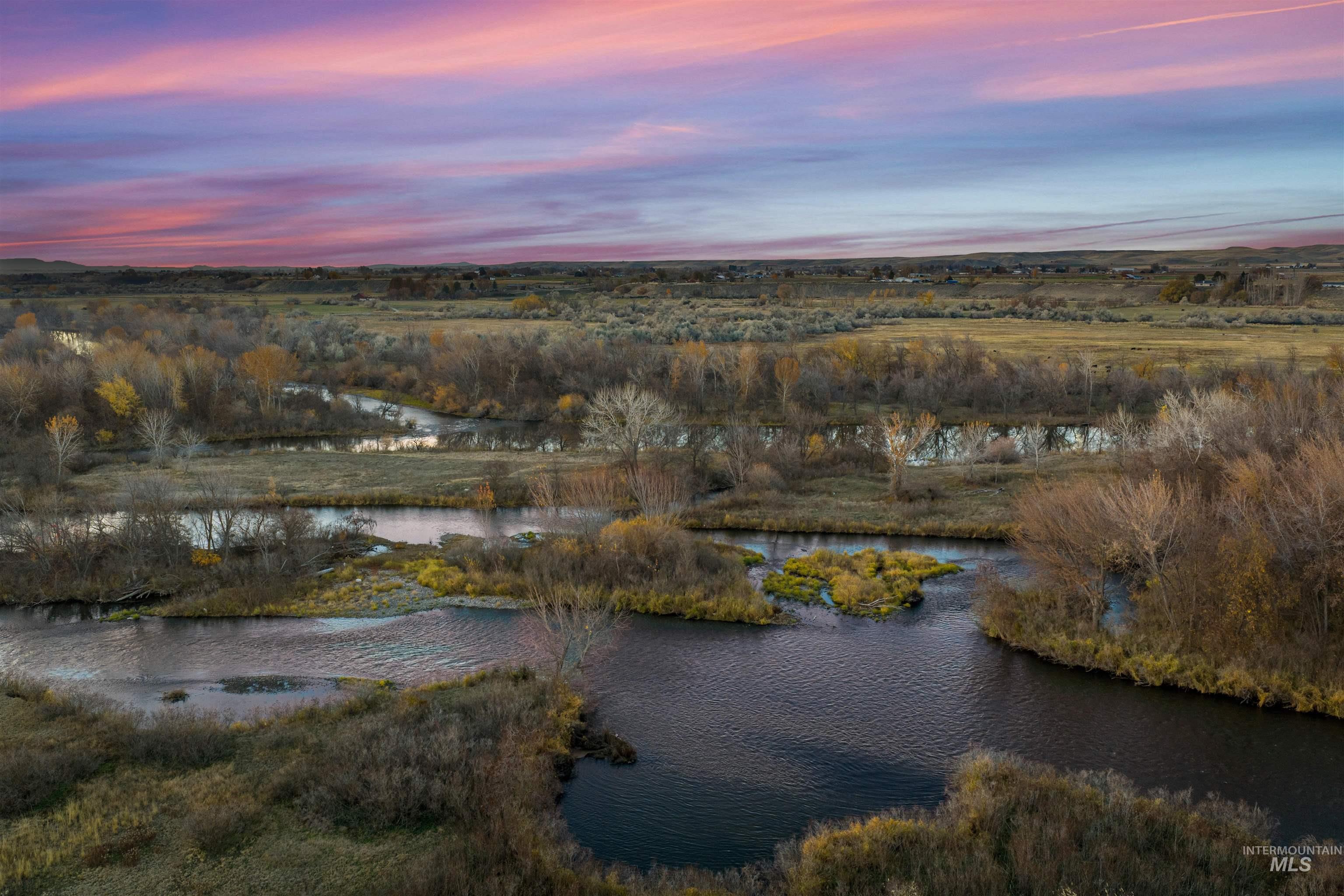 Aerial view at dusk of a water view
