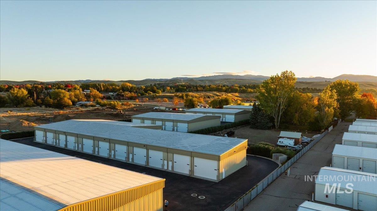 Drone / aerial view of a mountain backdrop