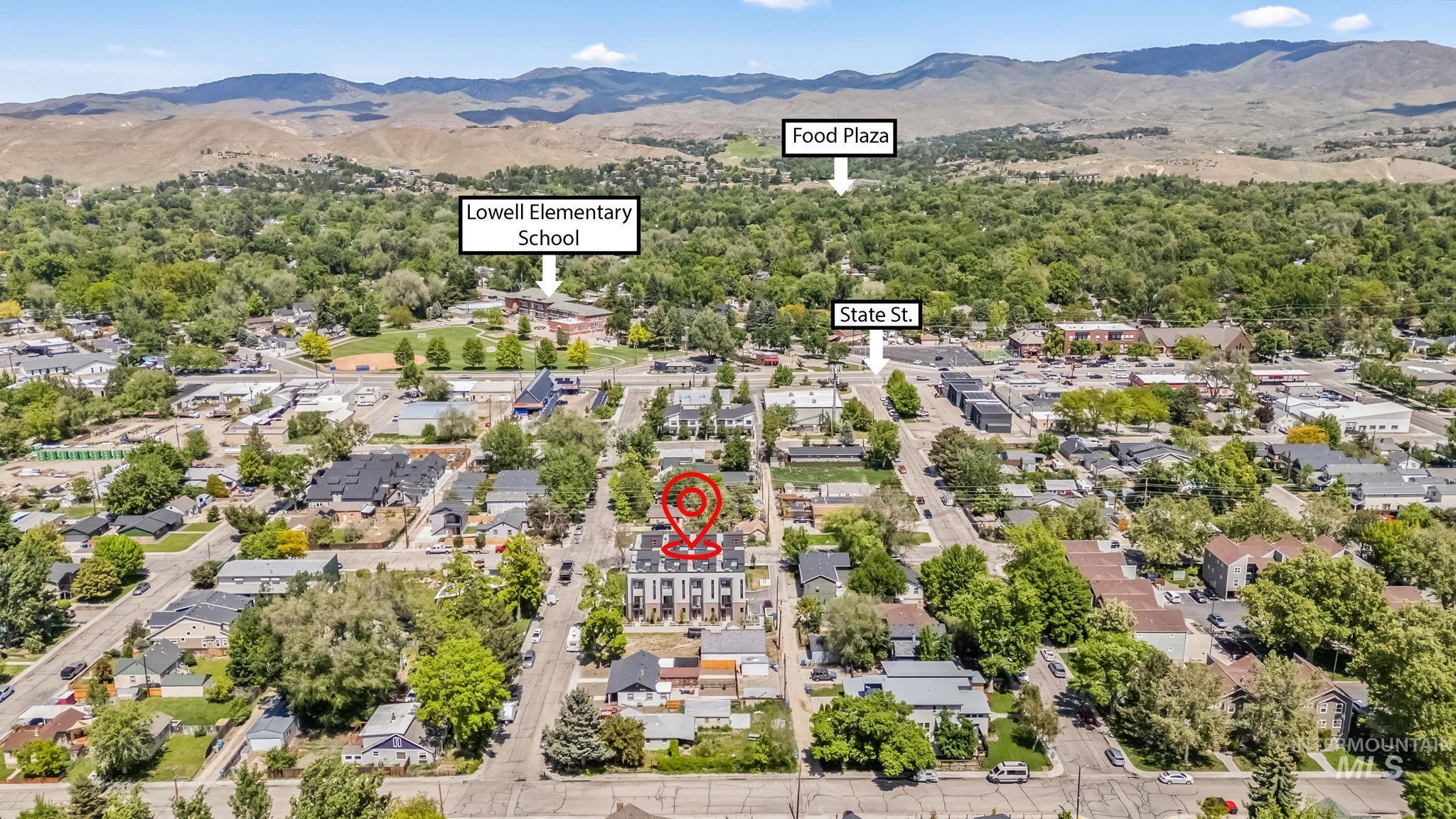 Bird's eye view of a mountain backdrop