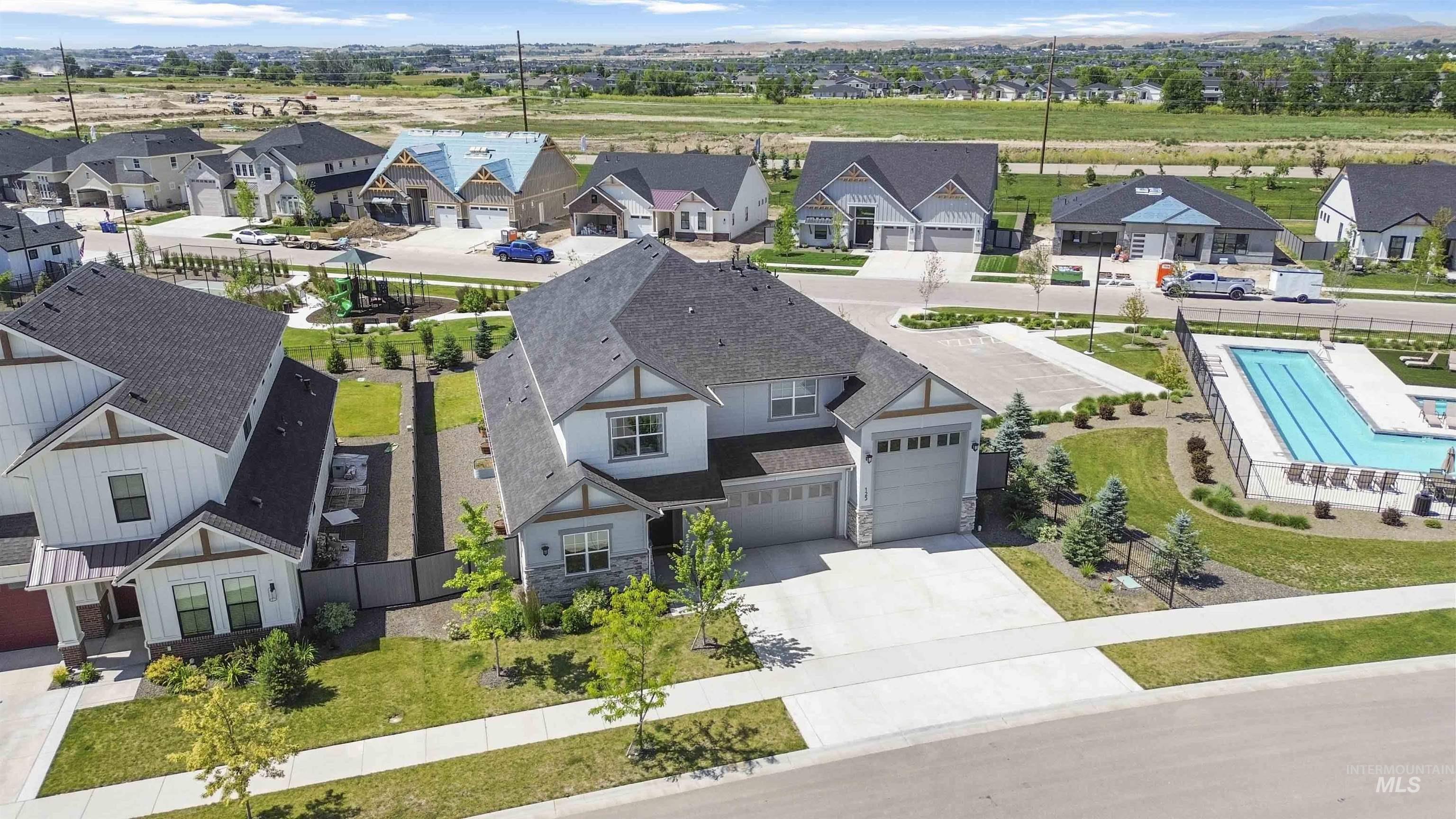 Aerial perspective of suburban area