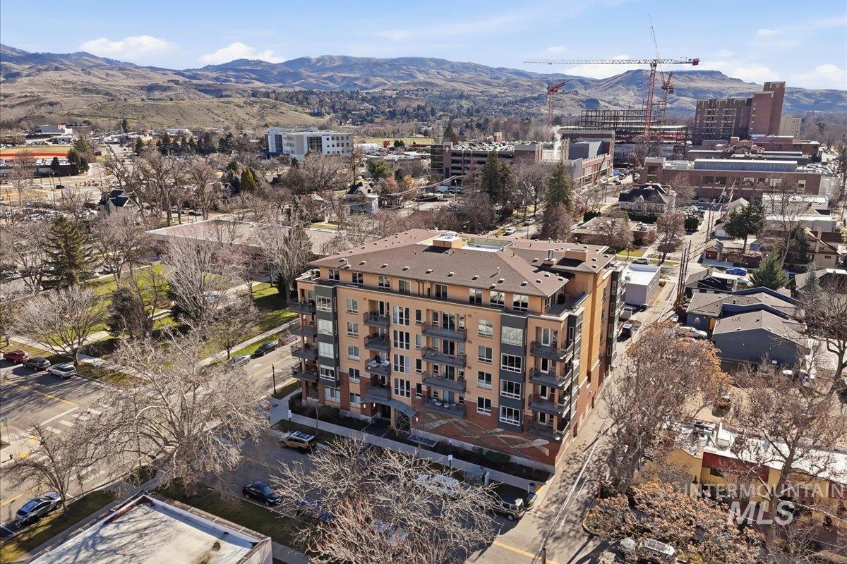 Bird's eye view of a mountain backdrop