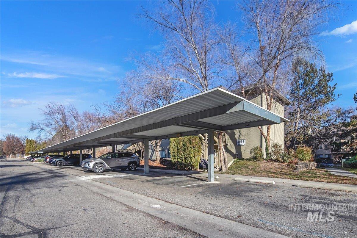 View of covered parking lot