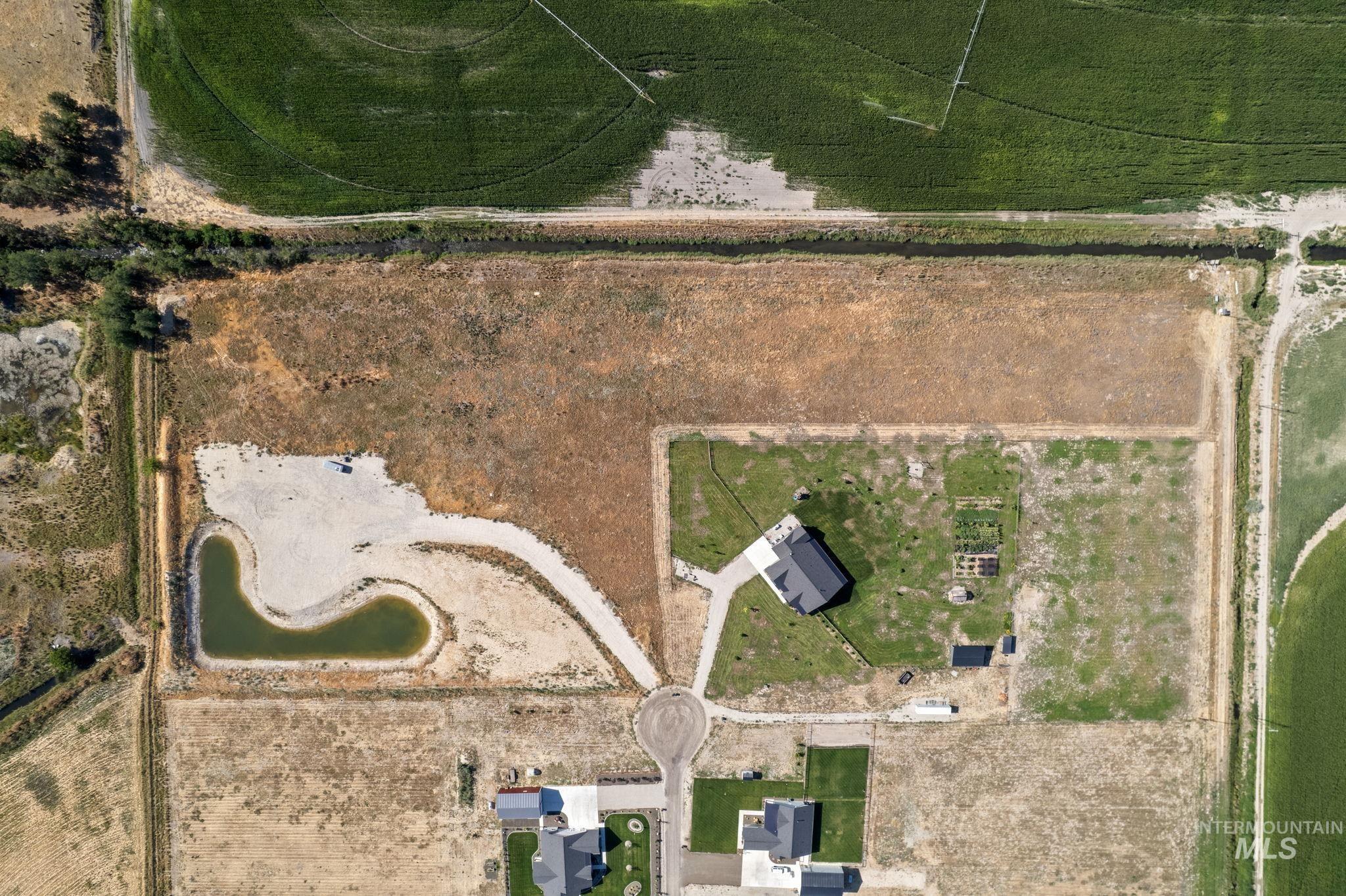 Aerial overview of property's location with rural landscape