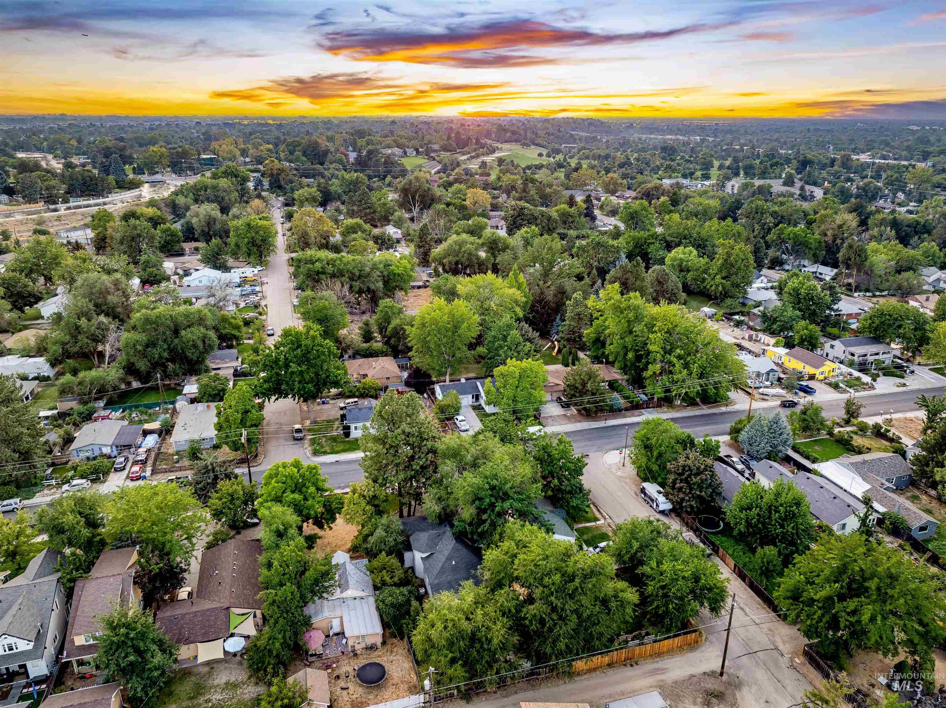 Aerial perspective of suburban area