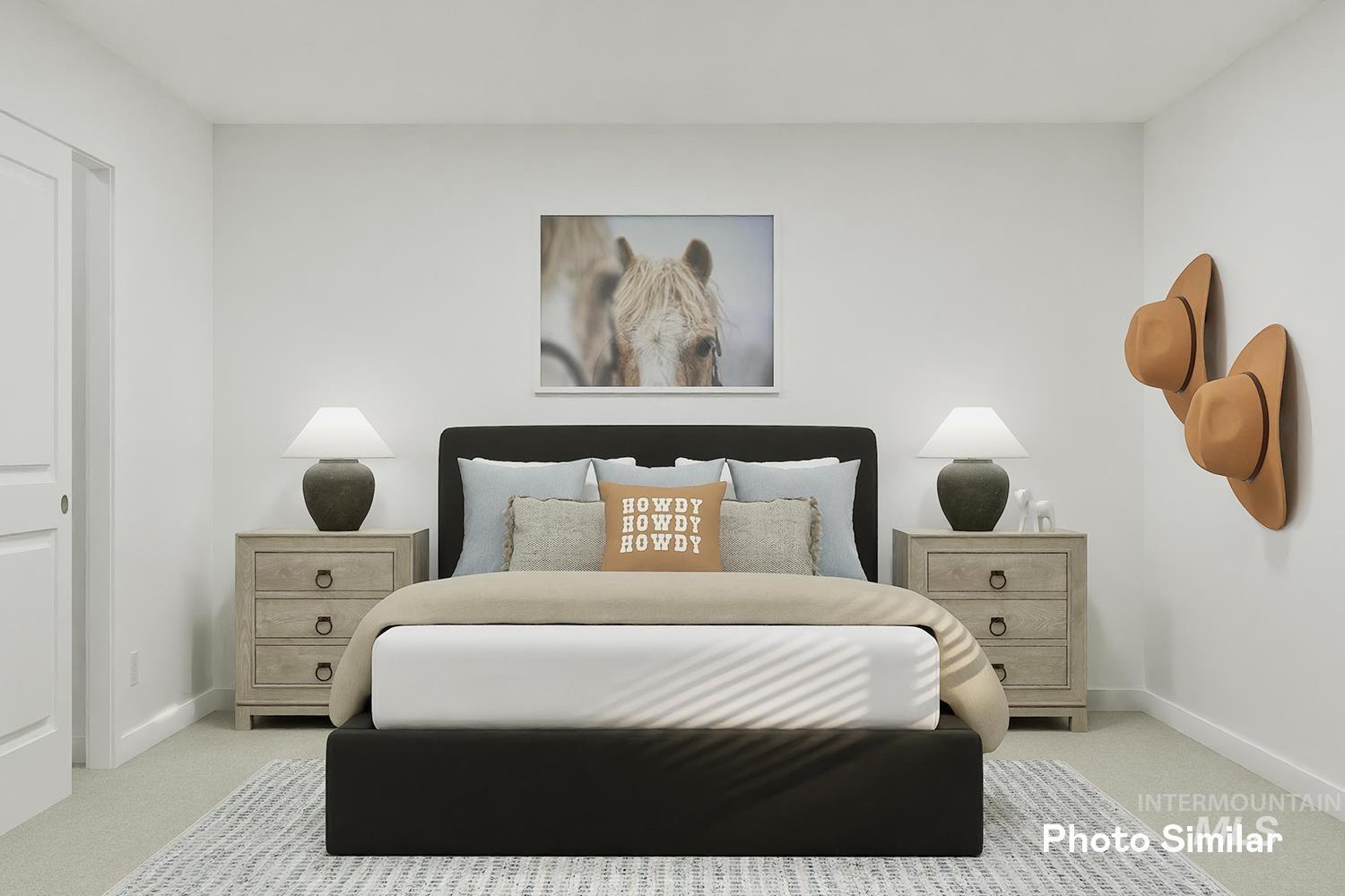 Bedroom with carpet floors