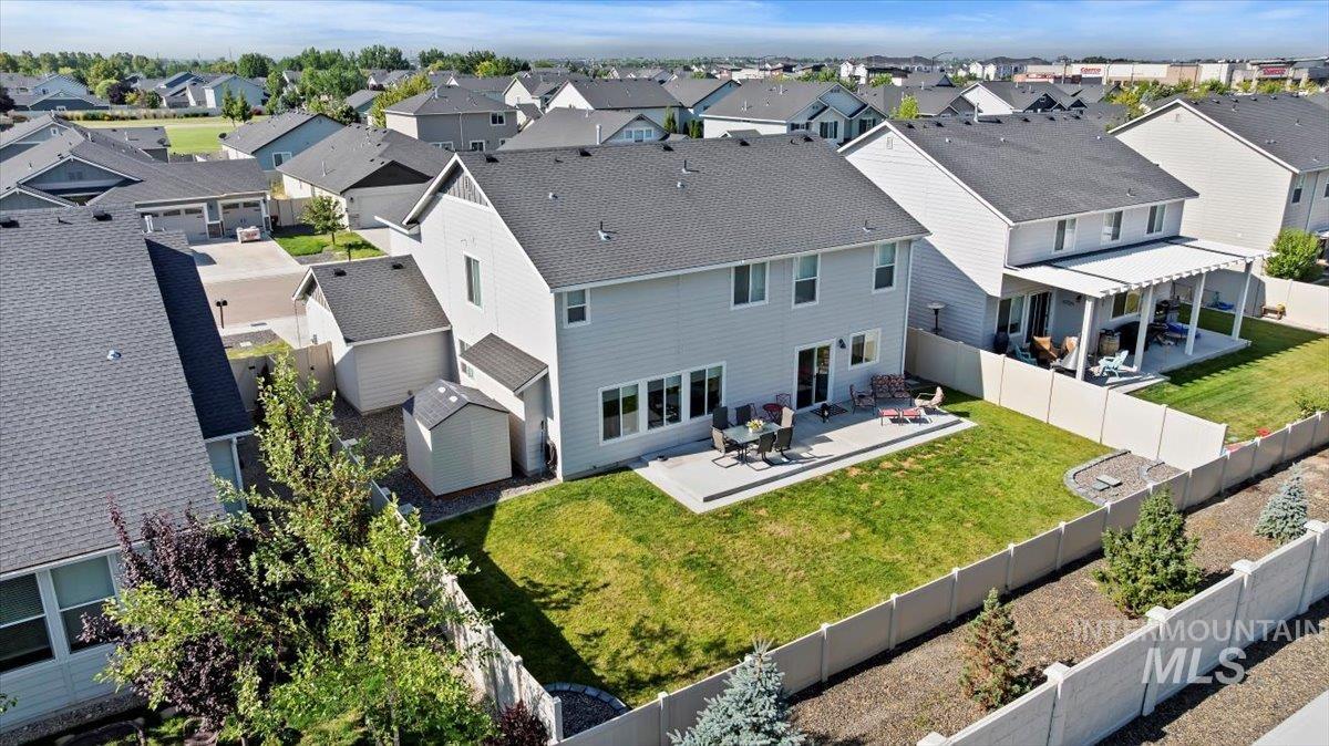 Aerial perspective of suburban area