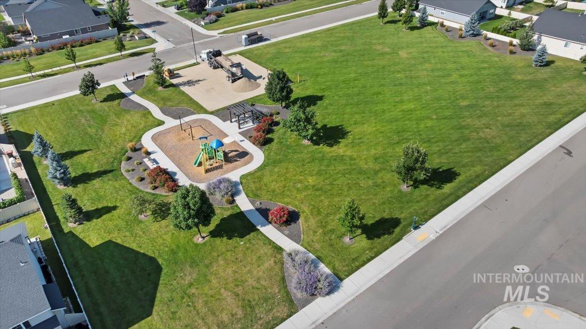 Aerial perspective of suburban area