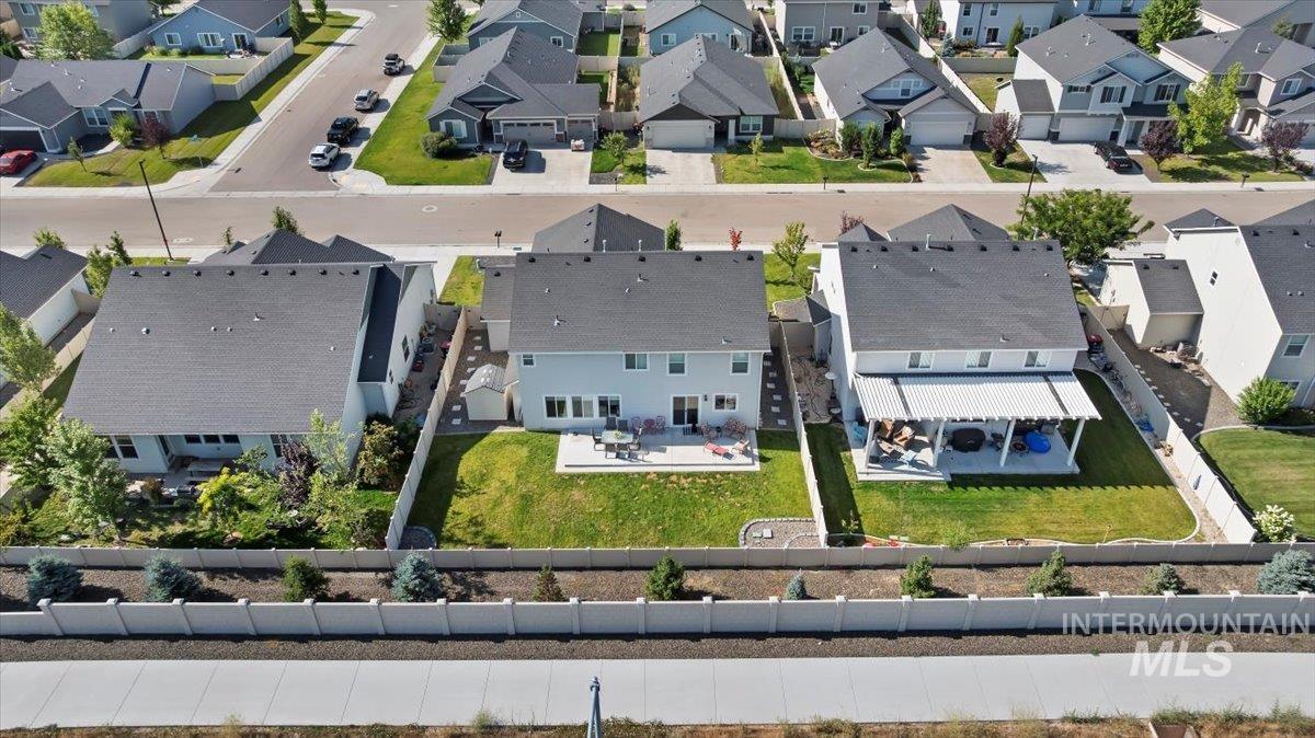 Aerial perspective of suburban area