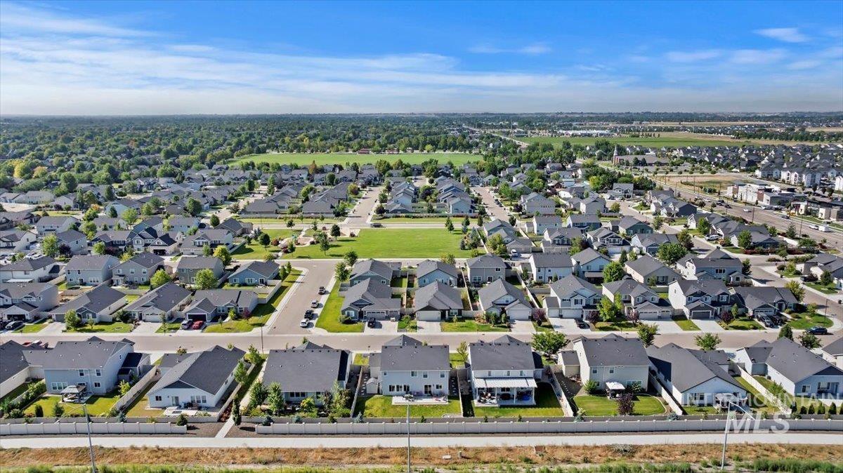Aerial perspective of suburban area