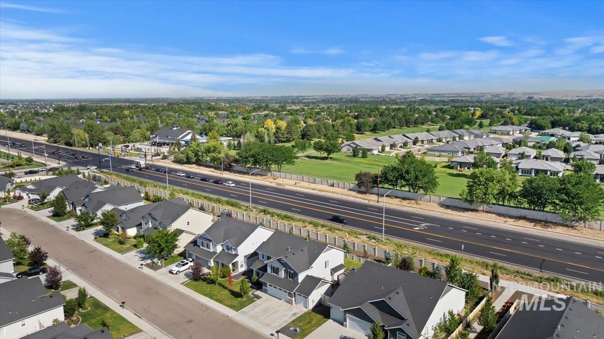 Aerial perspective of suburban area