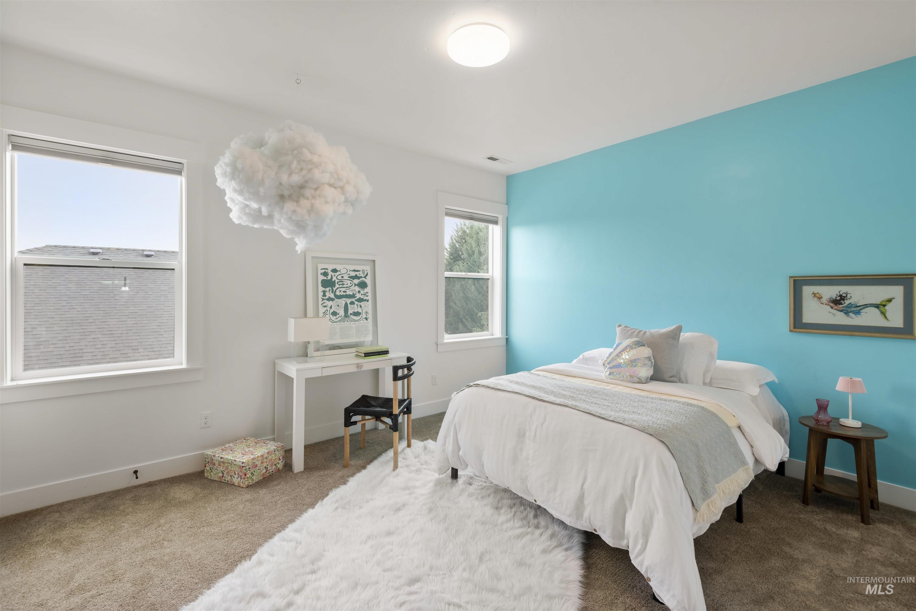 Bedroom featuring carpet