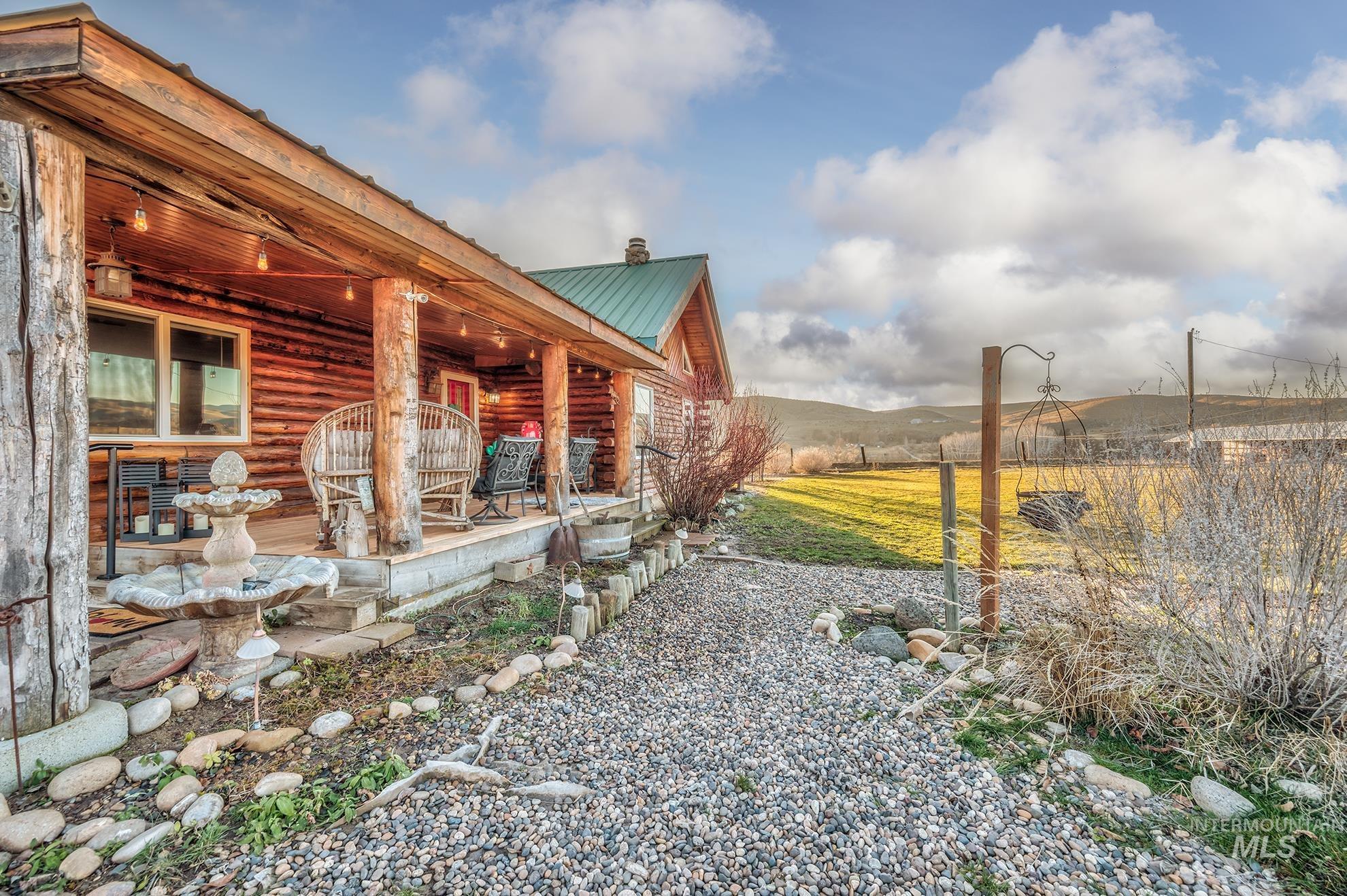 View of green lawn with a mountain view