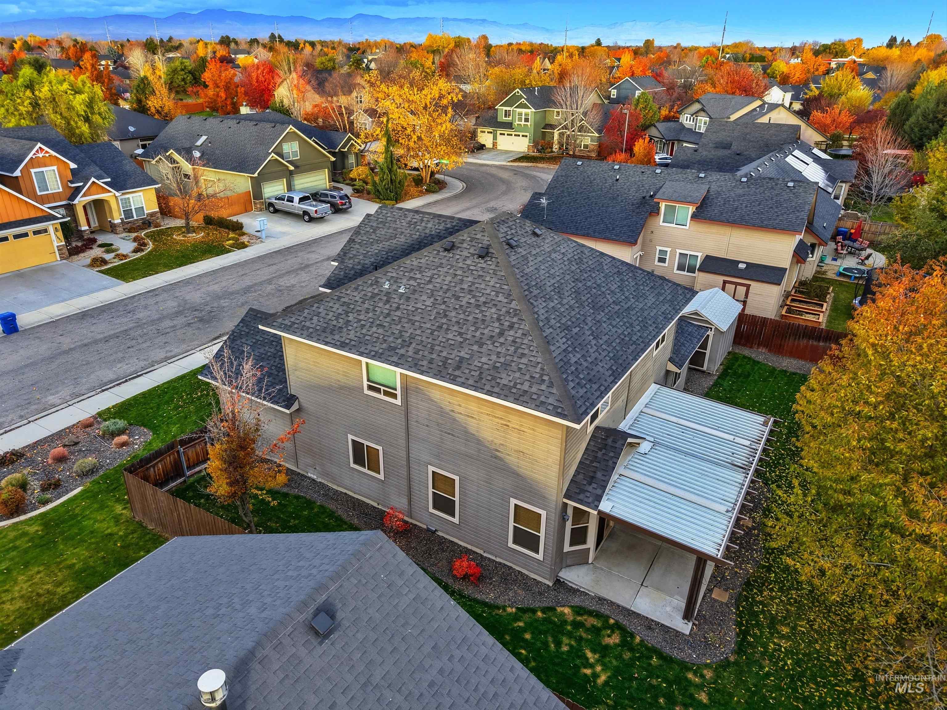 Aerial view of residential area