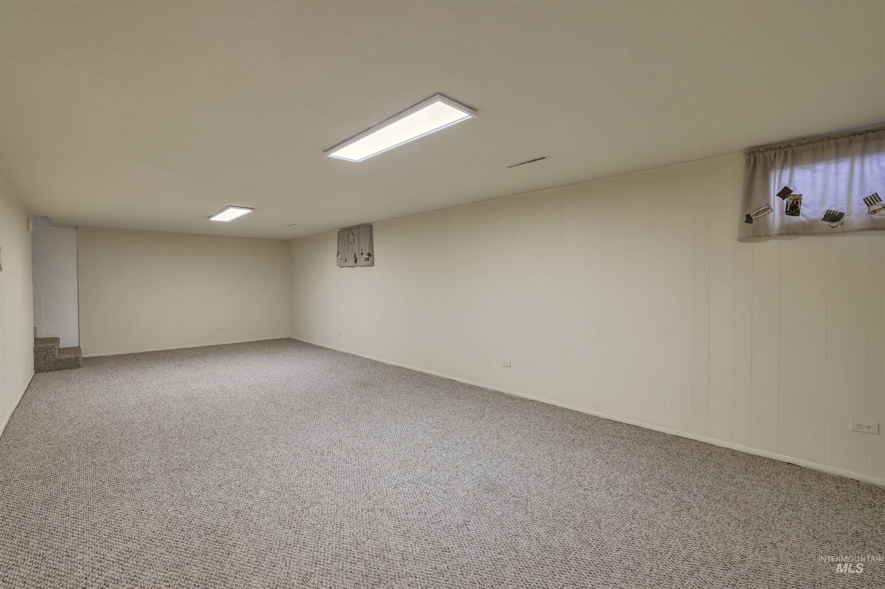 Basement with carpet floors