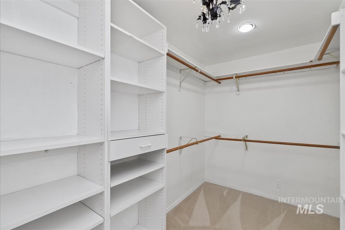 Spacious closet with carpet