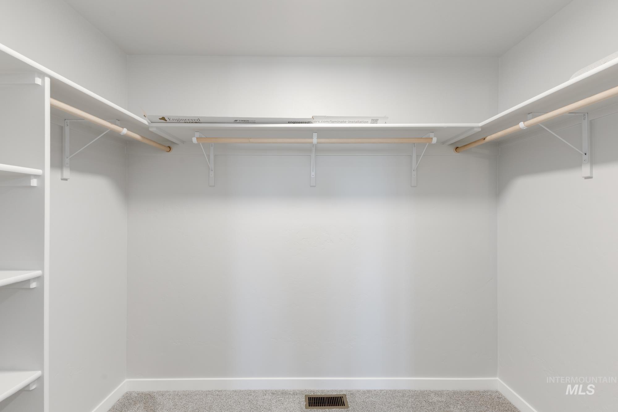 Spacious closet with carpet flooring