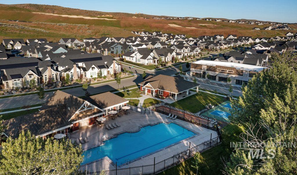 Aerial view of a pool