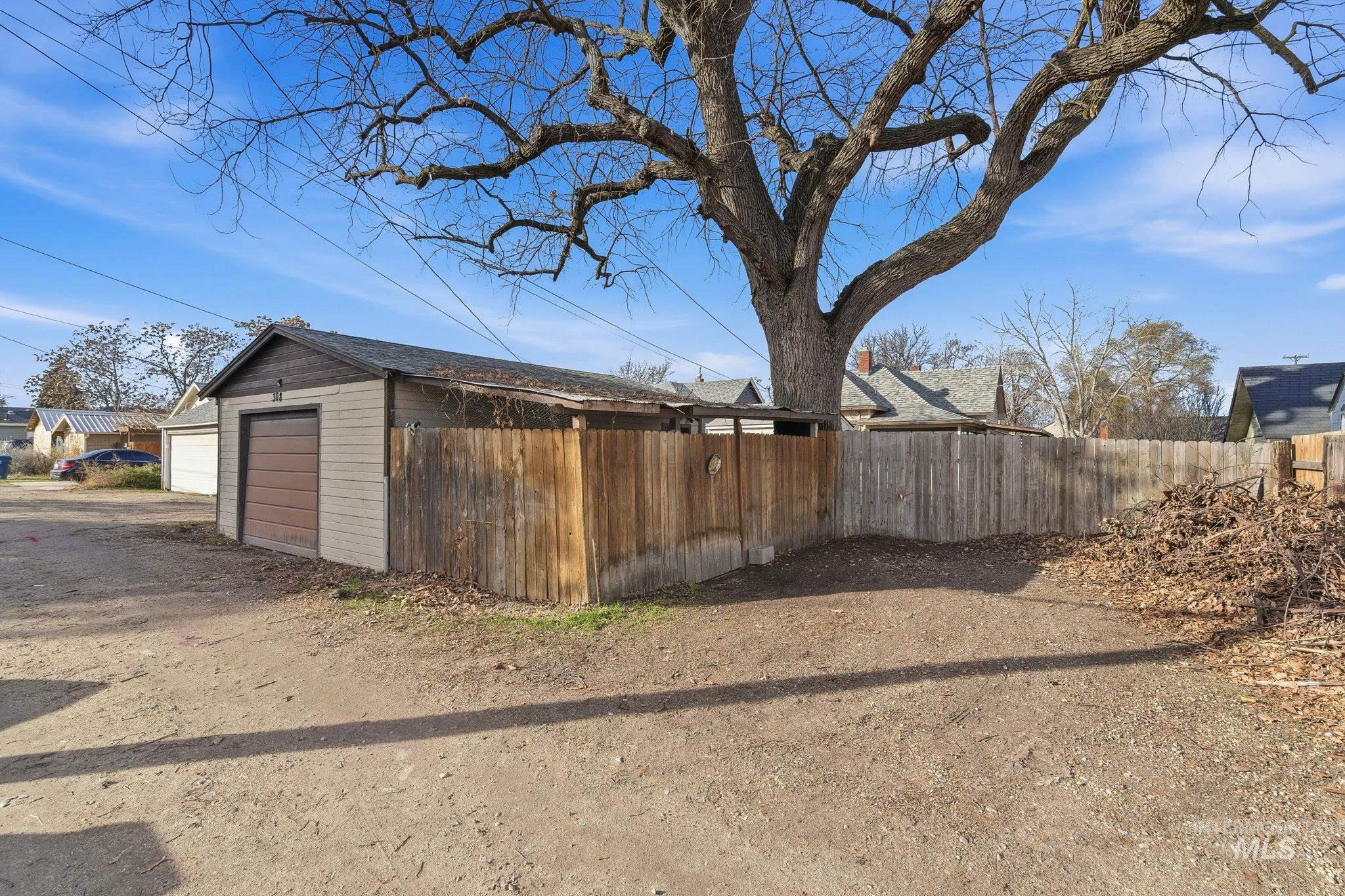 View of detached garage