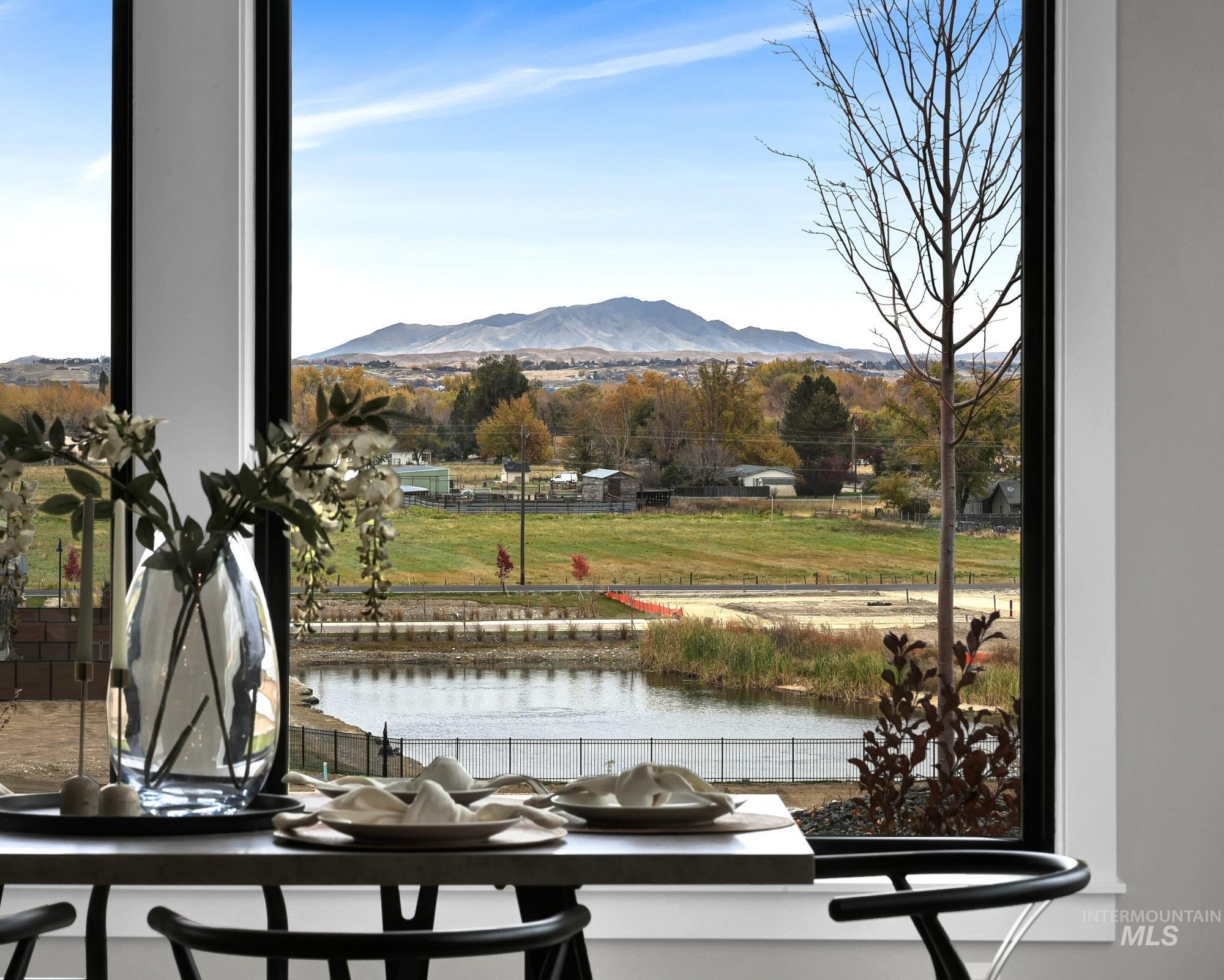 View of mountain background featuring a large body of water