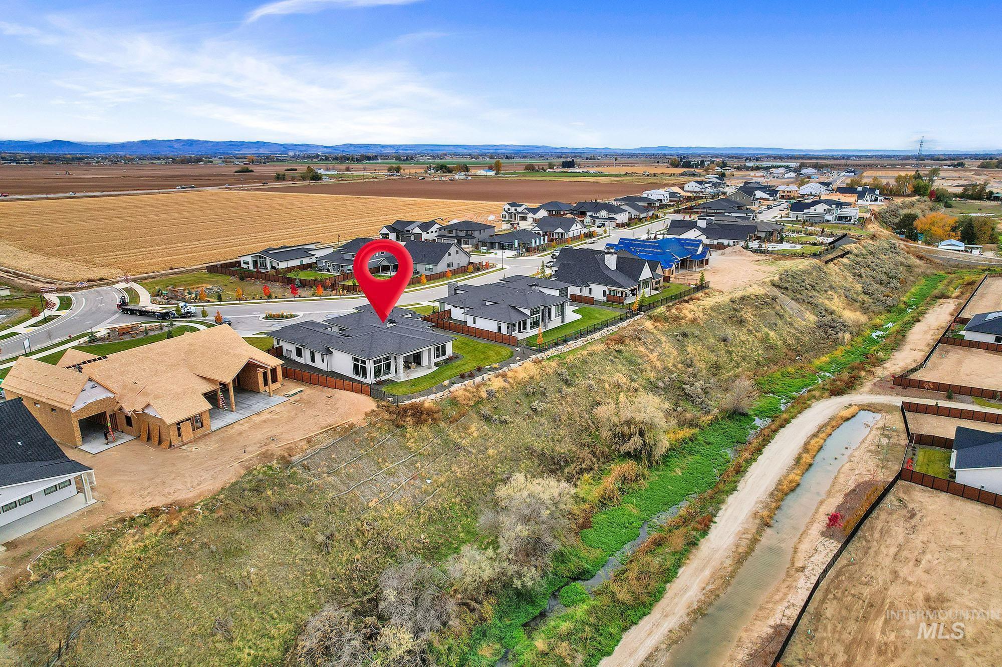 Aerial perspective of suburban area