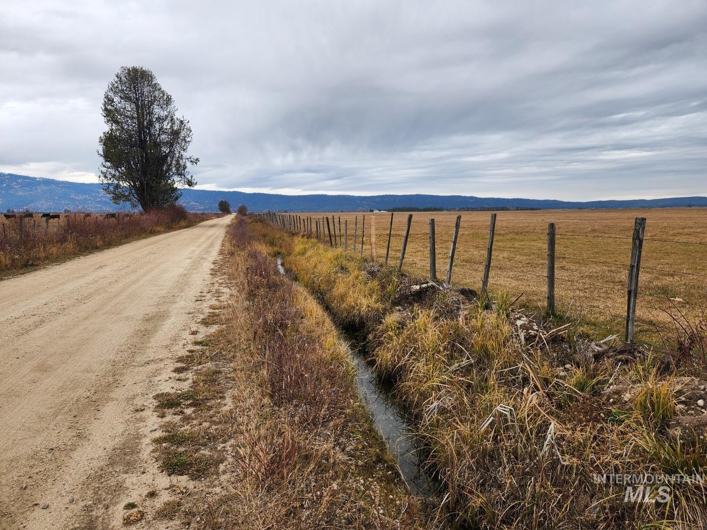 View of dirt / gravel road with a view of countryside and a mountain view