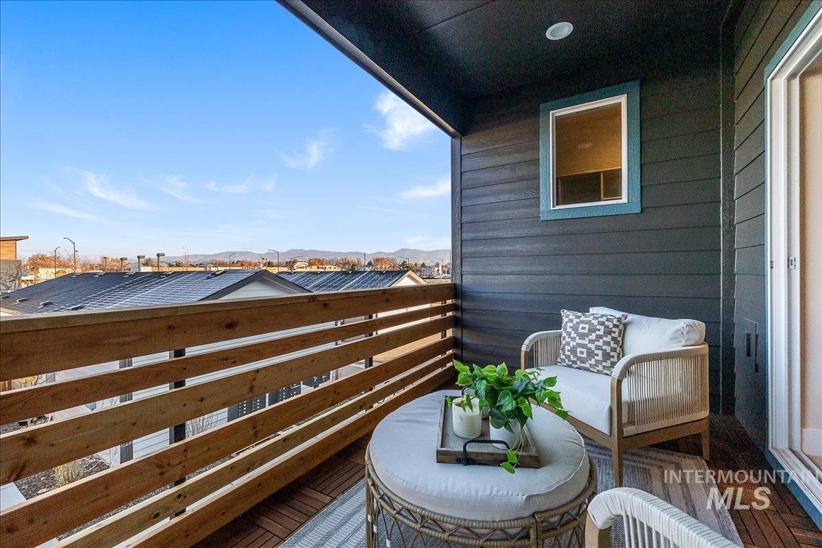 Balcony with a mountain view