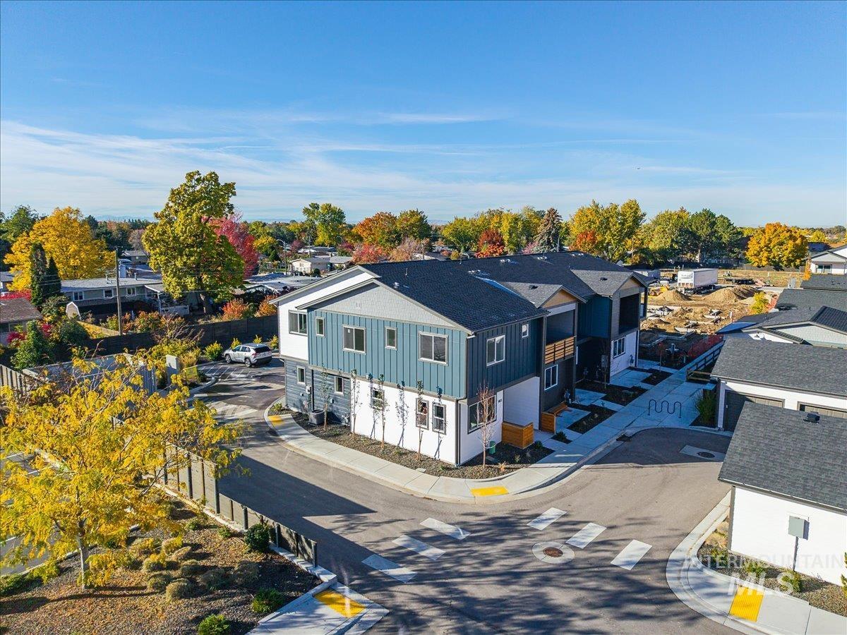 Aerial perspective of suburban area