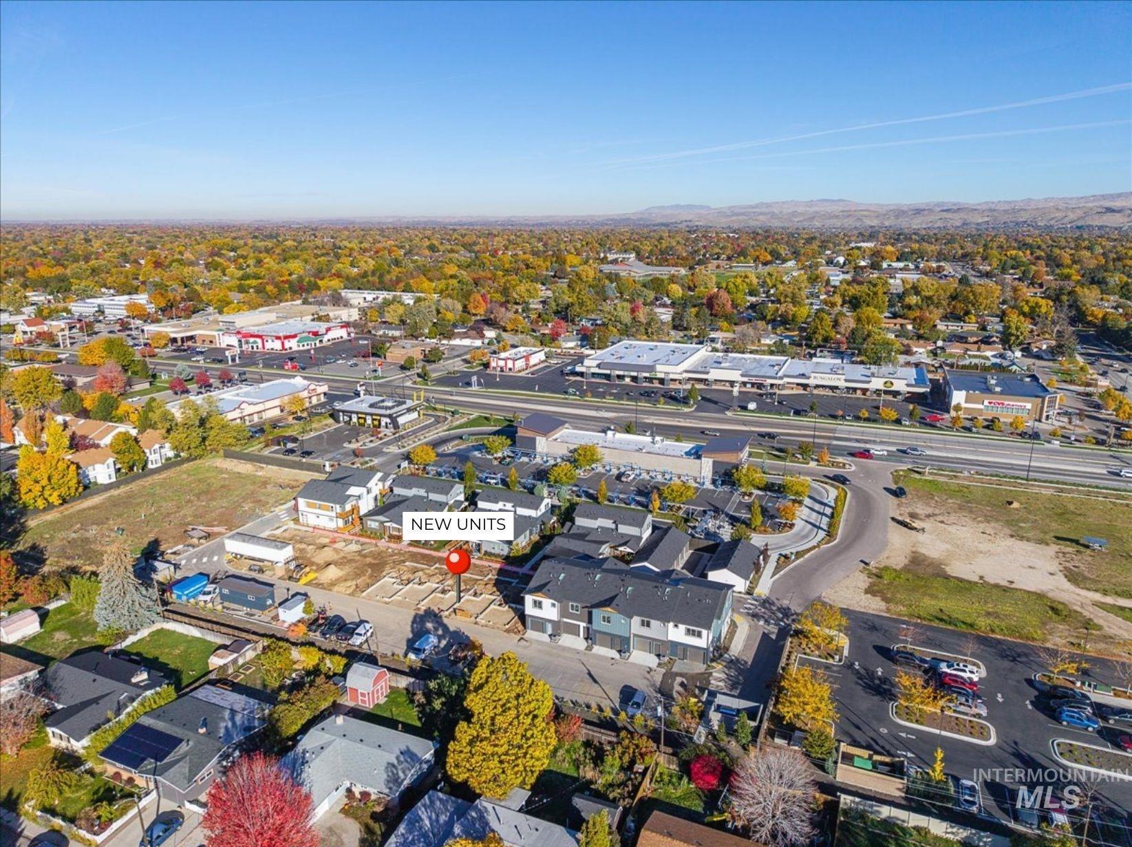 Aerial perspective of suburban area