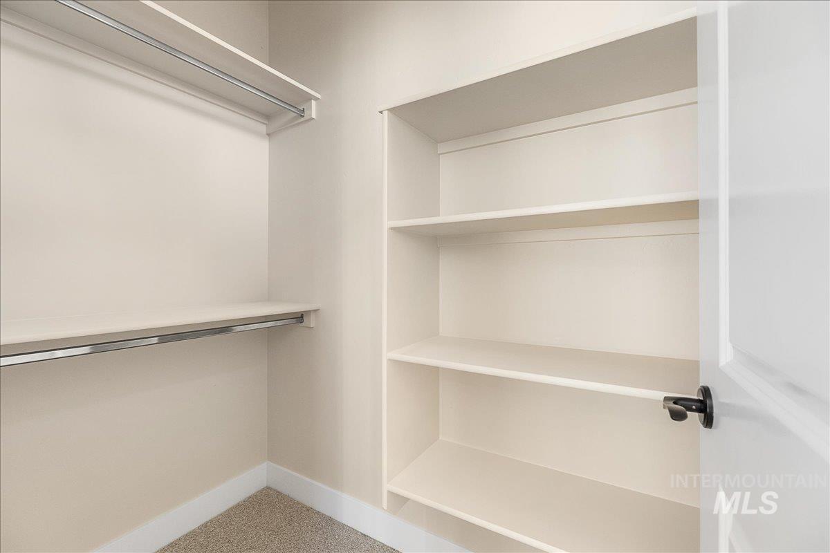 Walk in closet featuring carpet flooring