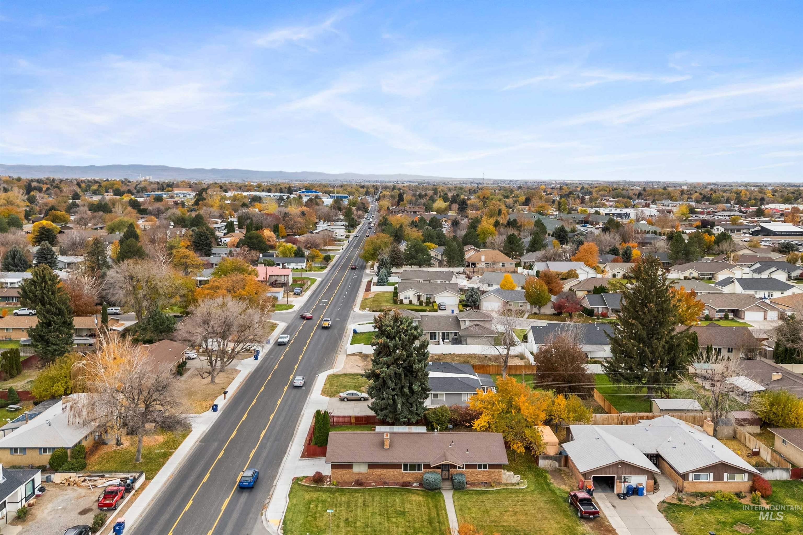 Aerial perspective of suburban area