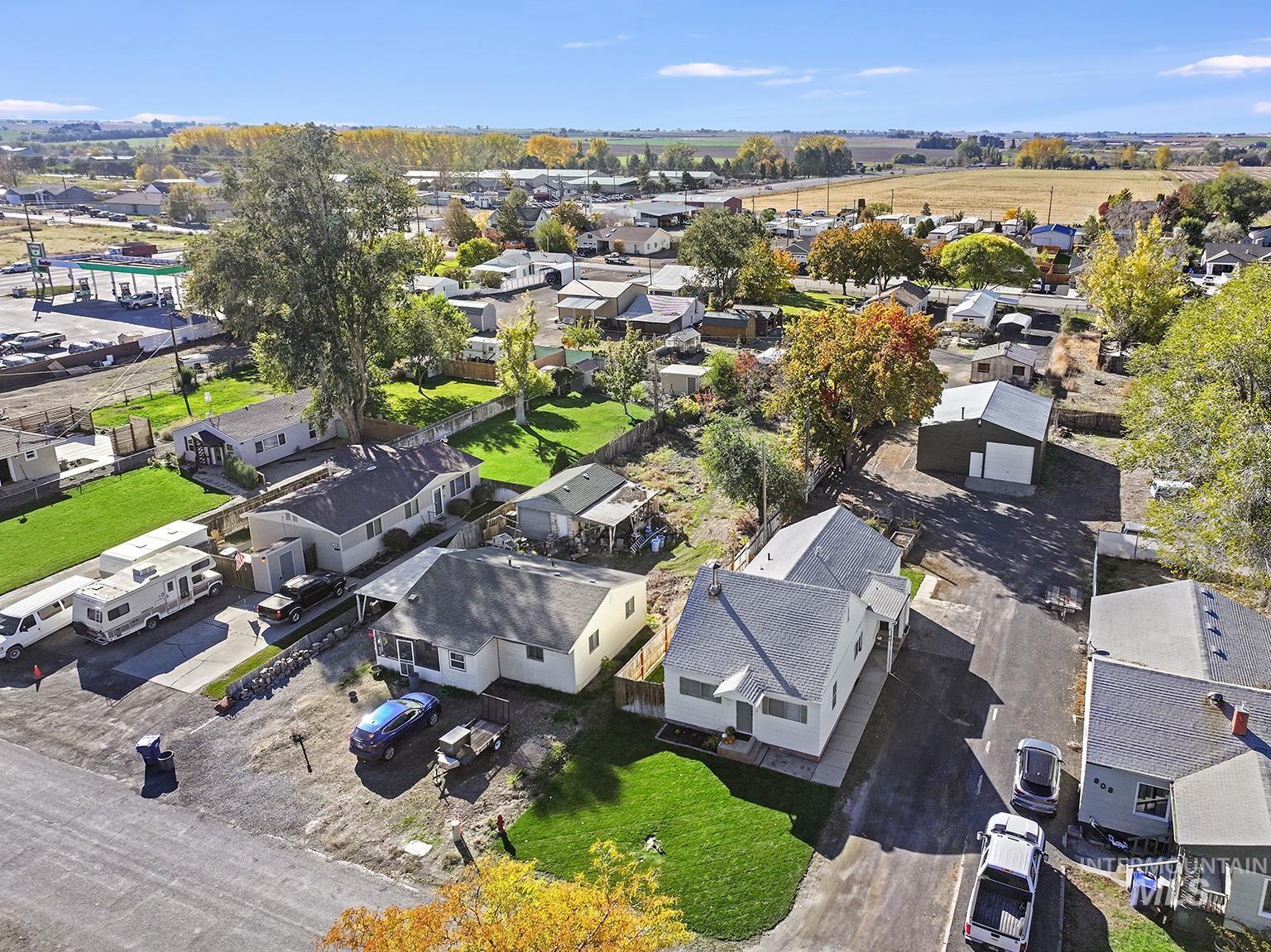 Aerial perspective of suburban area