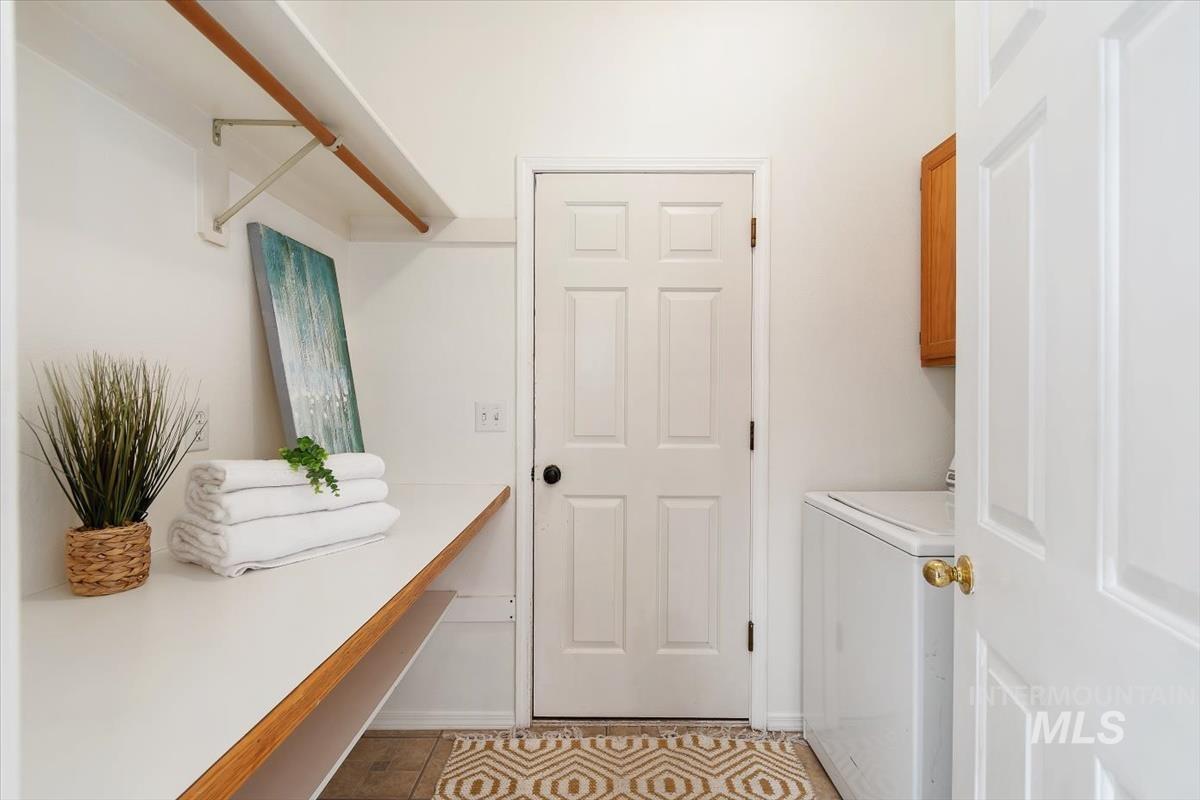 Washroom with cabinet space