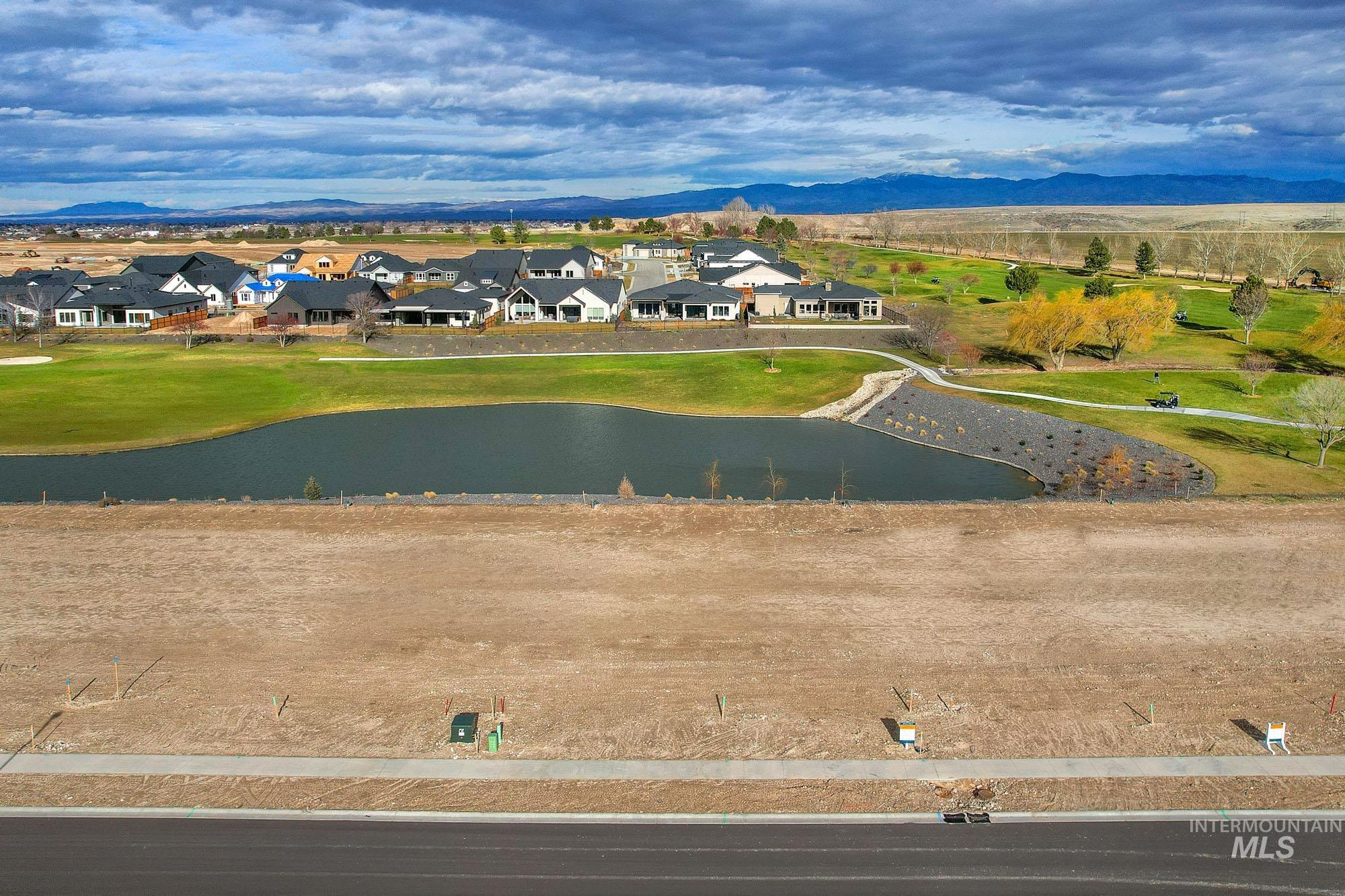 Drone / aerial view of a water and mountain view