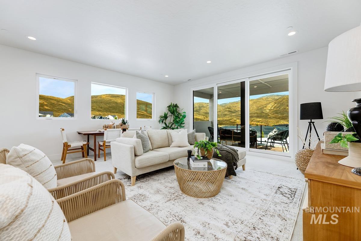 Living area with recessed lighting