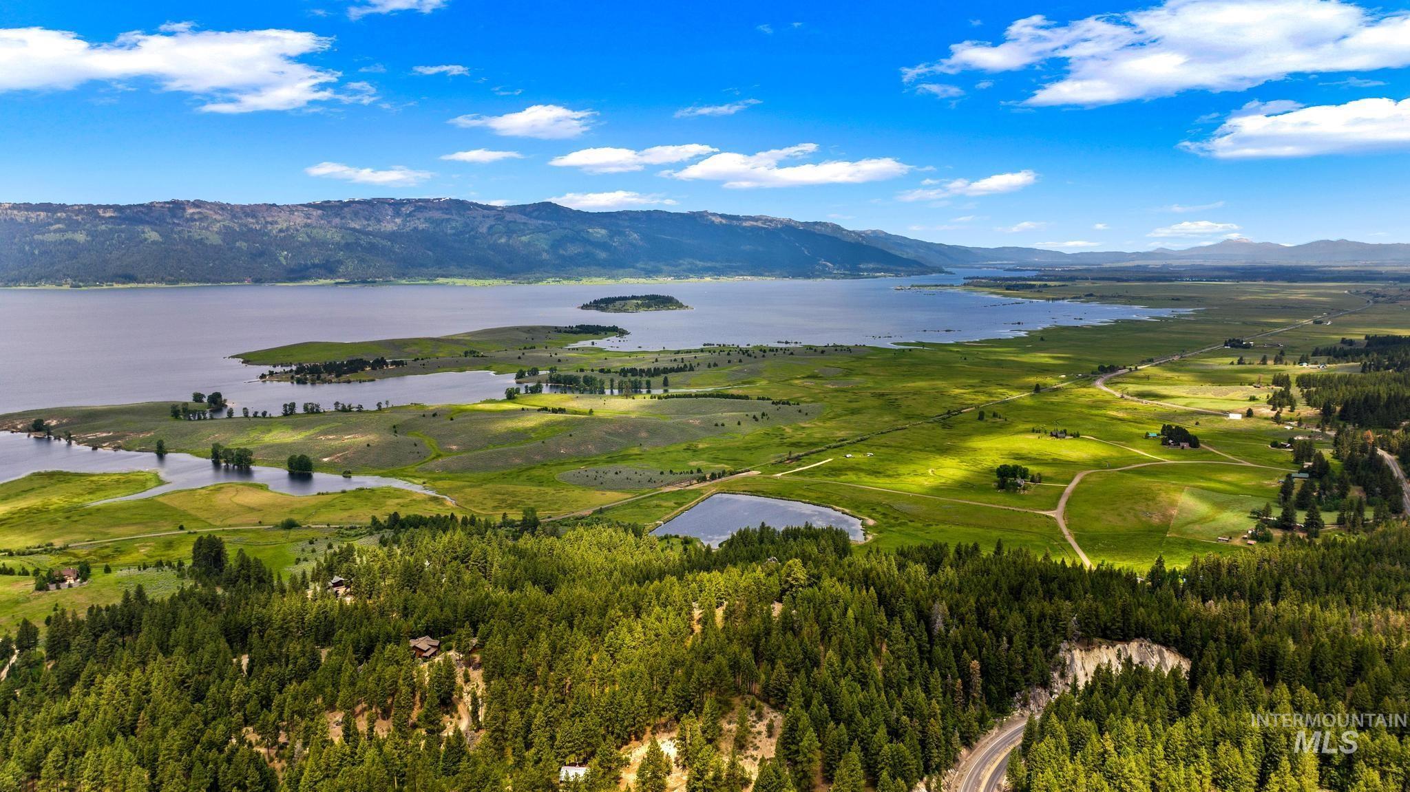 Bird's eye view of a water and mountain view