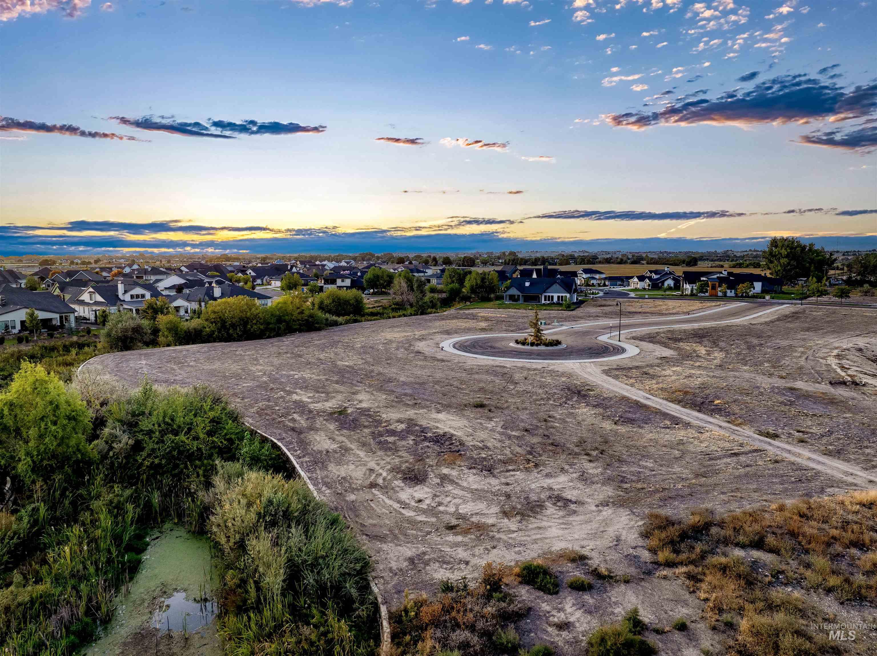 Aerial perspective of suburban area