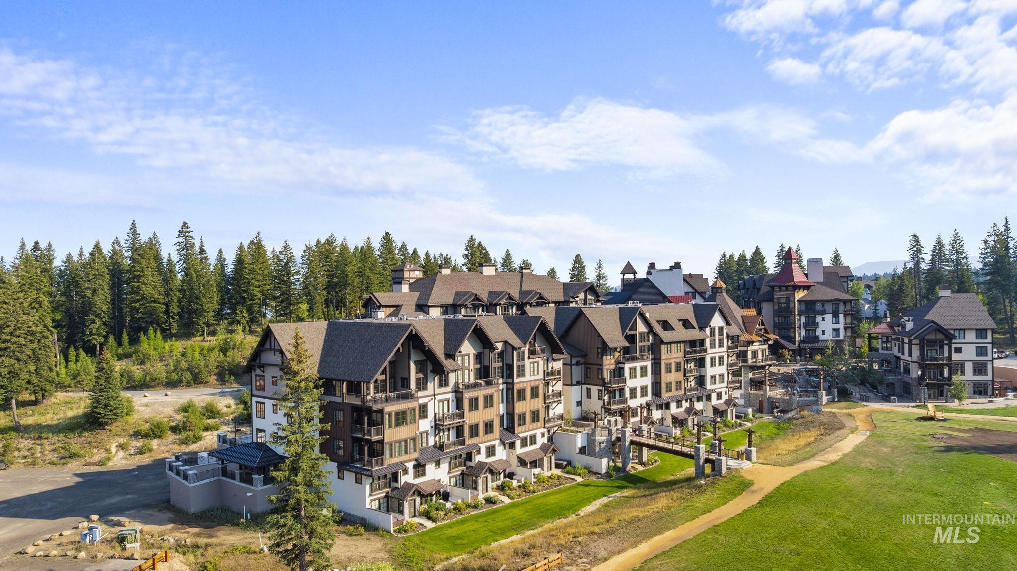 Aerial perspective of suburban area