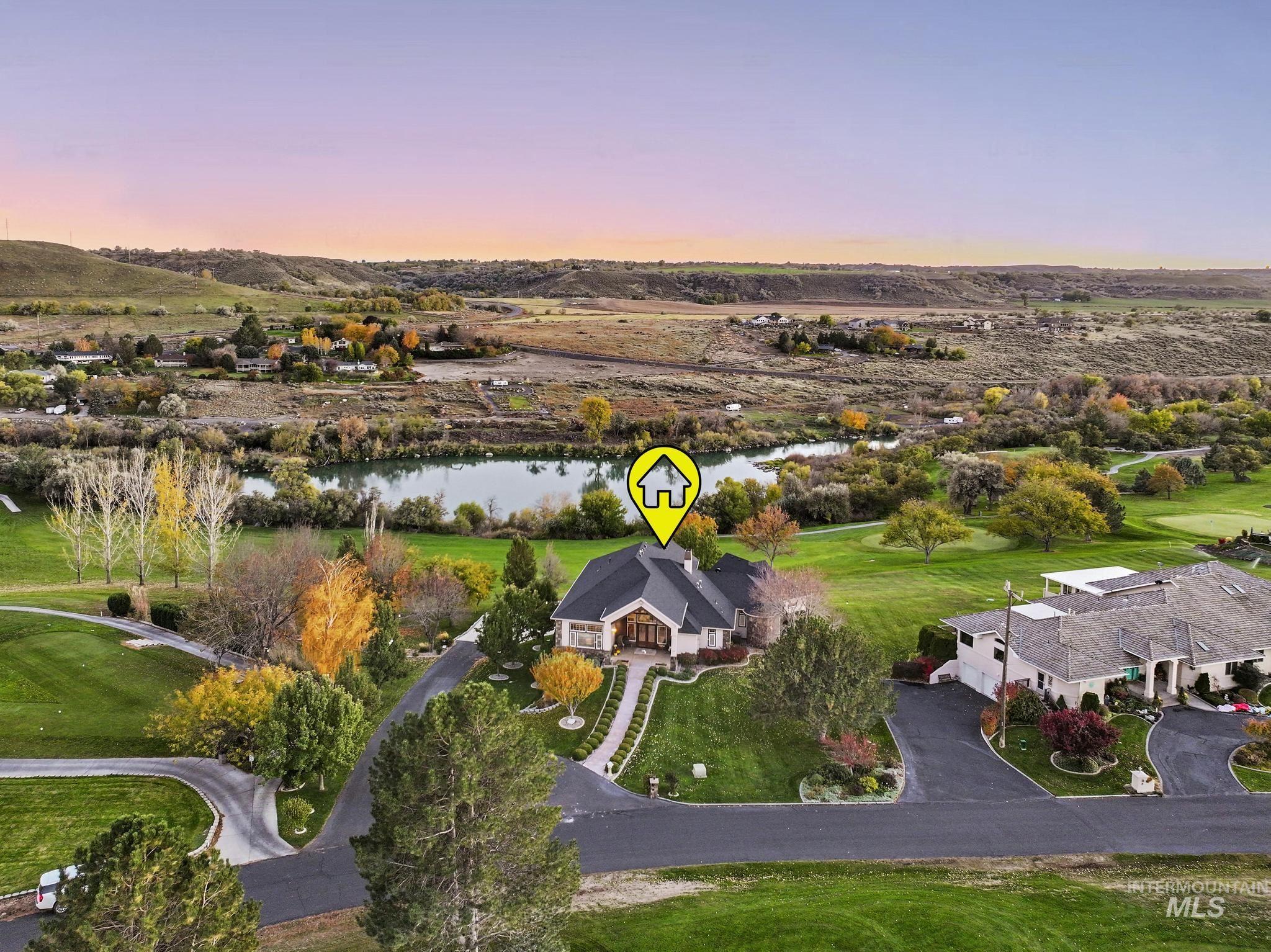 Aerial view at dusk of a water view