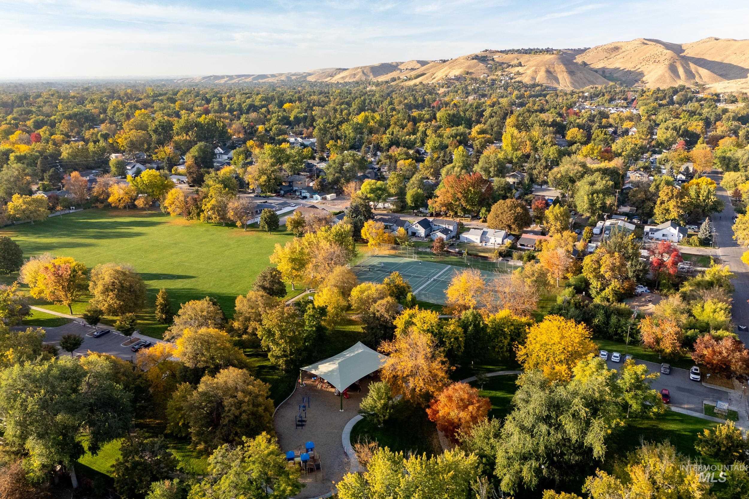 Bird's eye view of a mountain backdrop