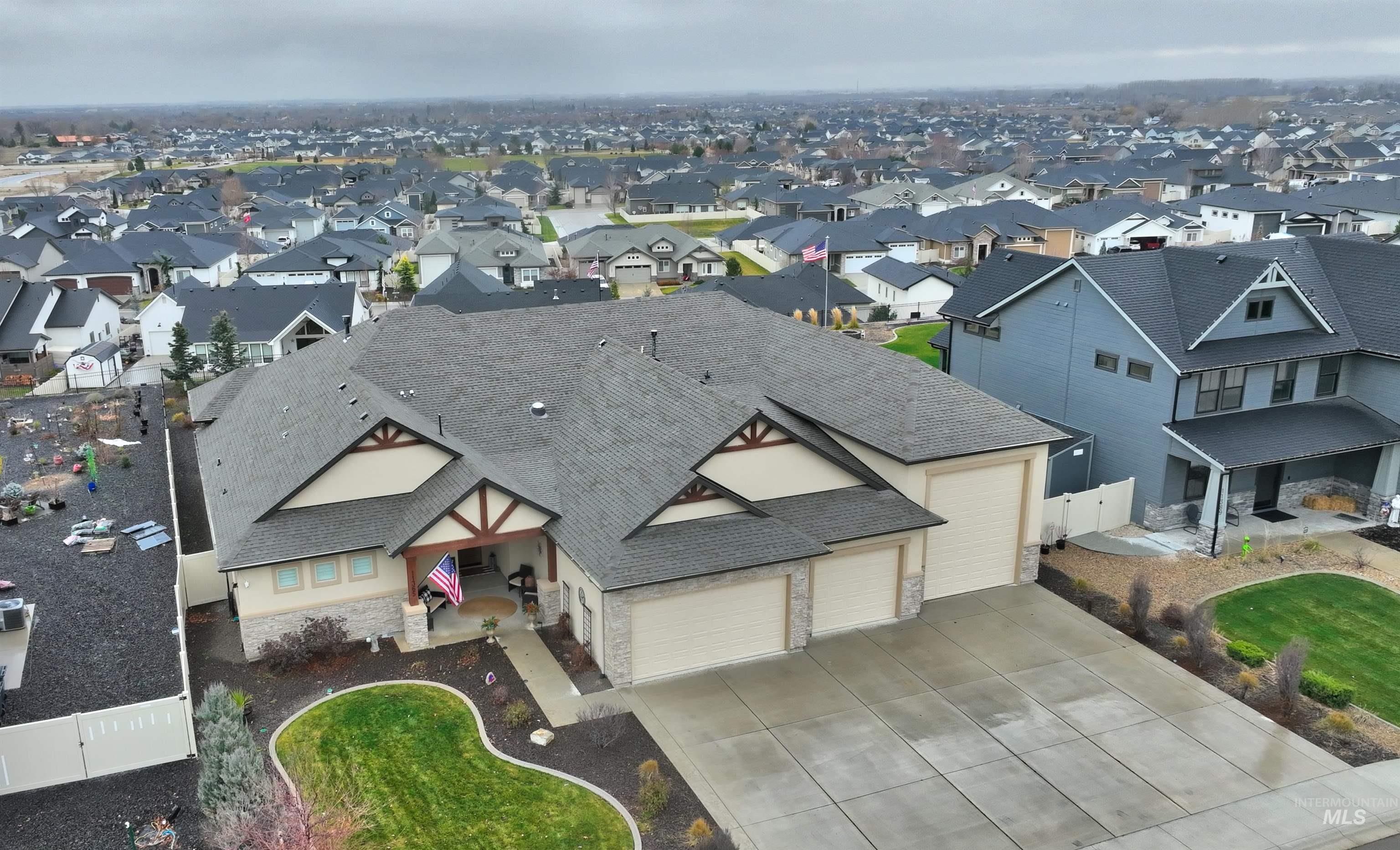 Aerial perspective of suburban area