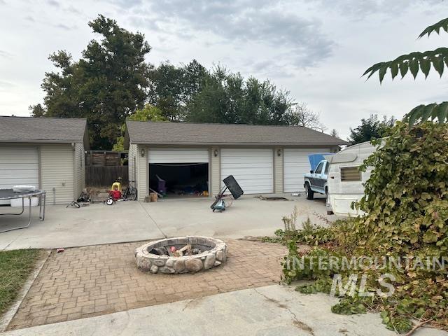 View of detached garage