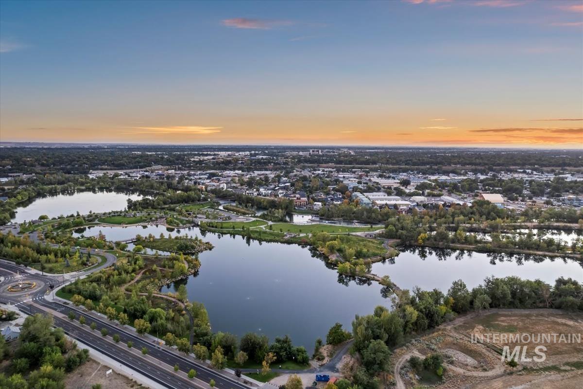 Aerial view at dusk of a water view