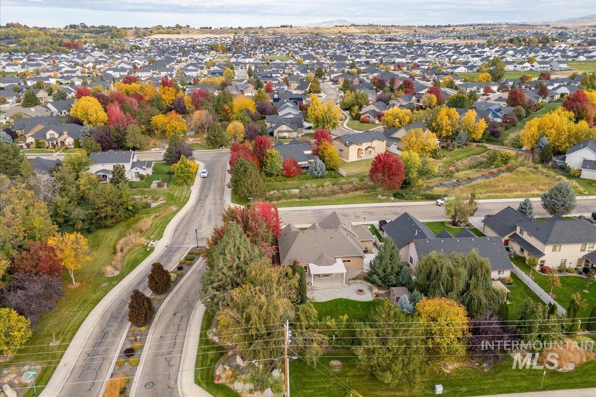 Aerial perspective of suburban area