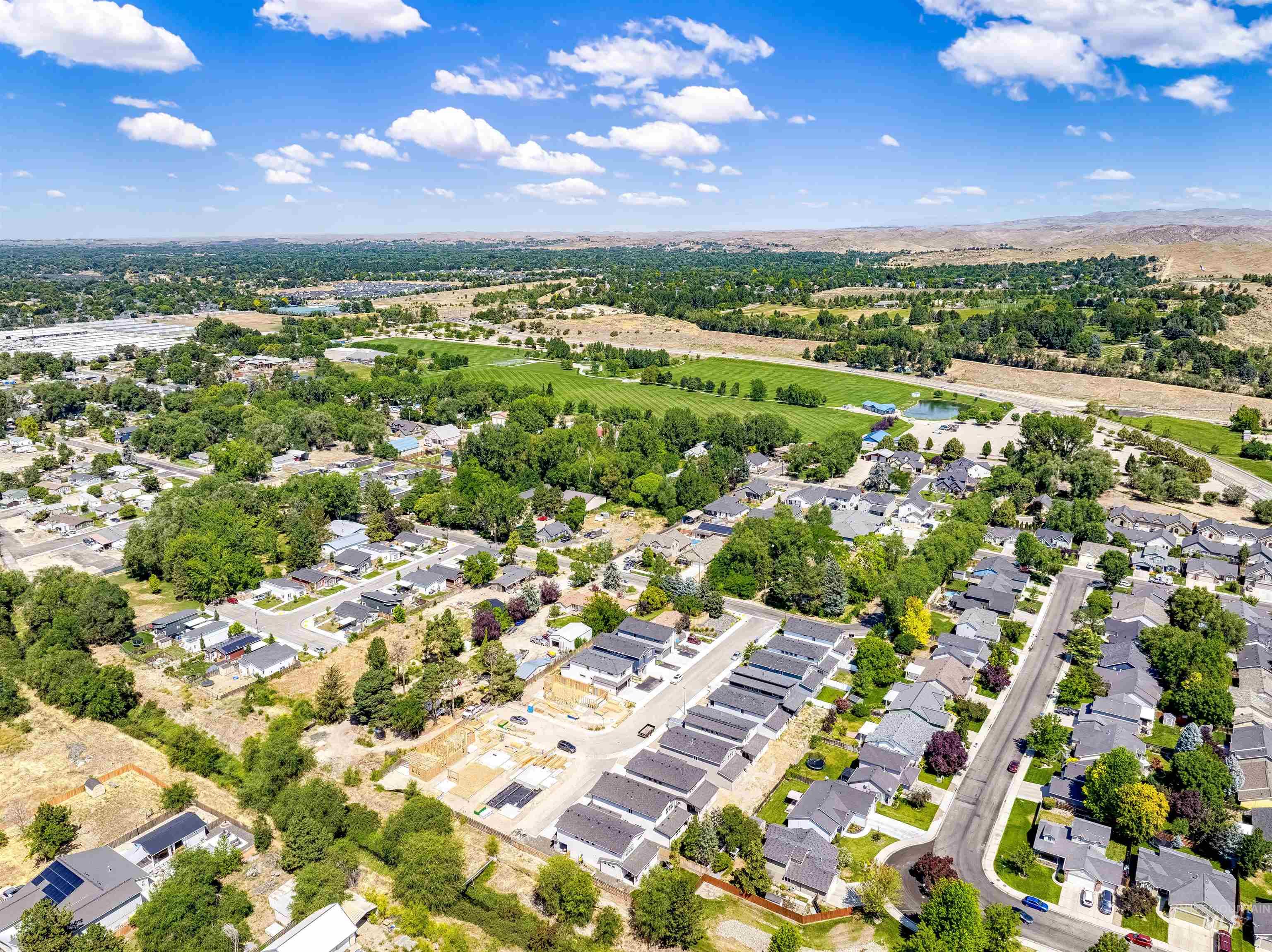 Aerial view of residential area