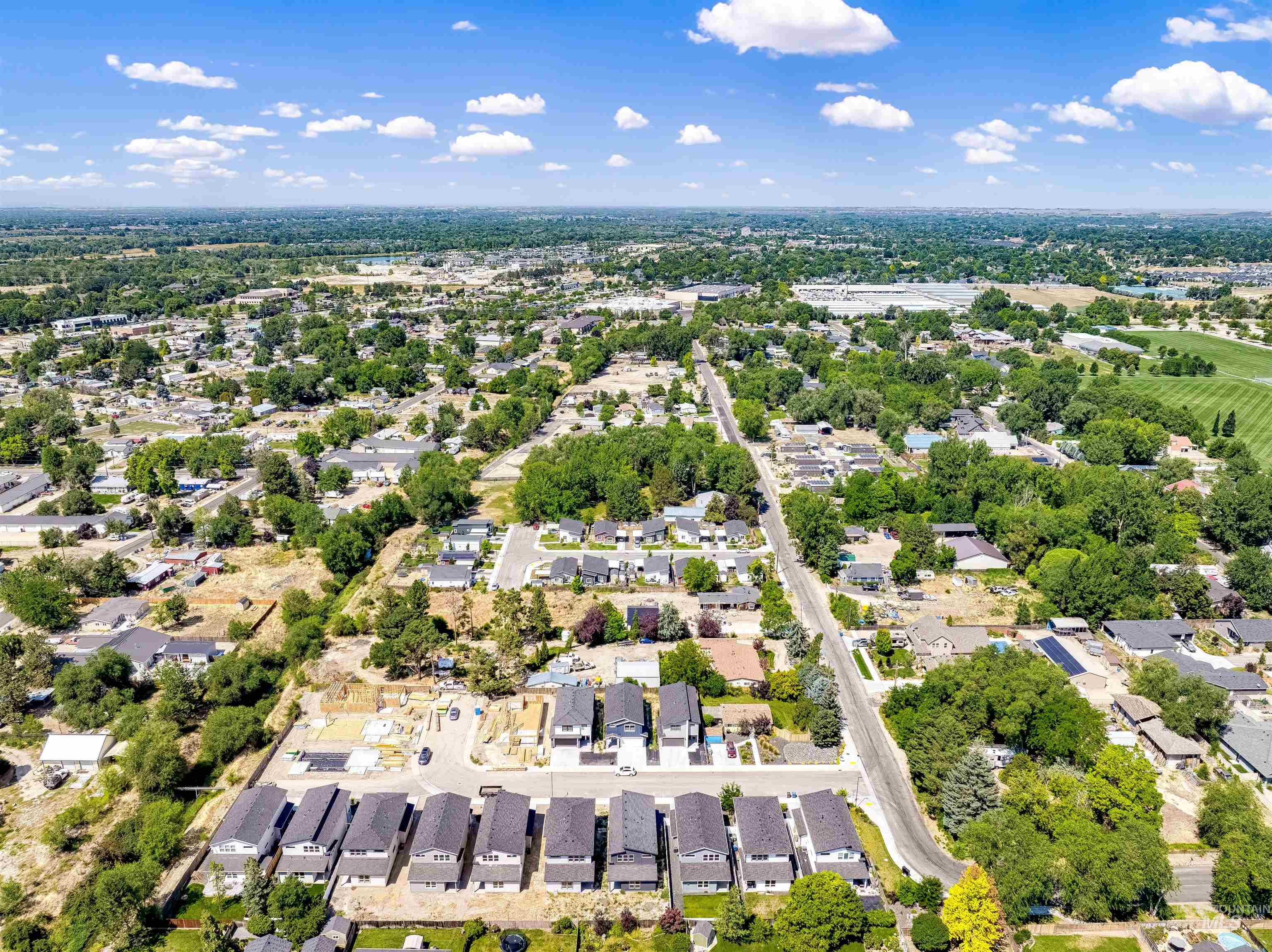 Aerial view of residential area