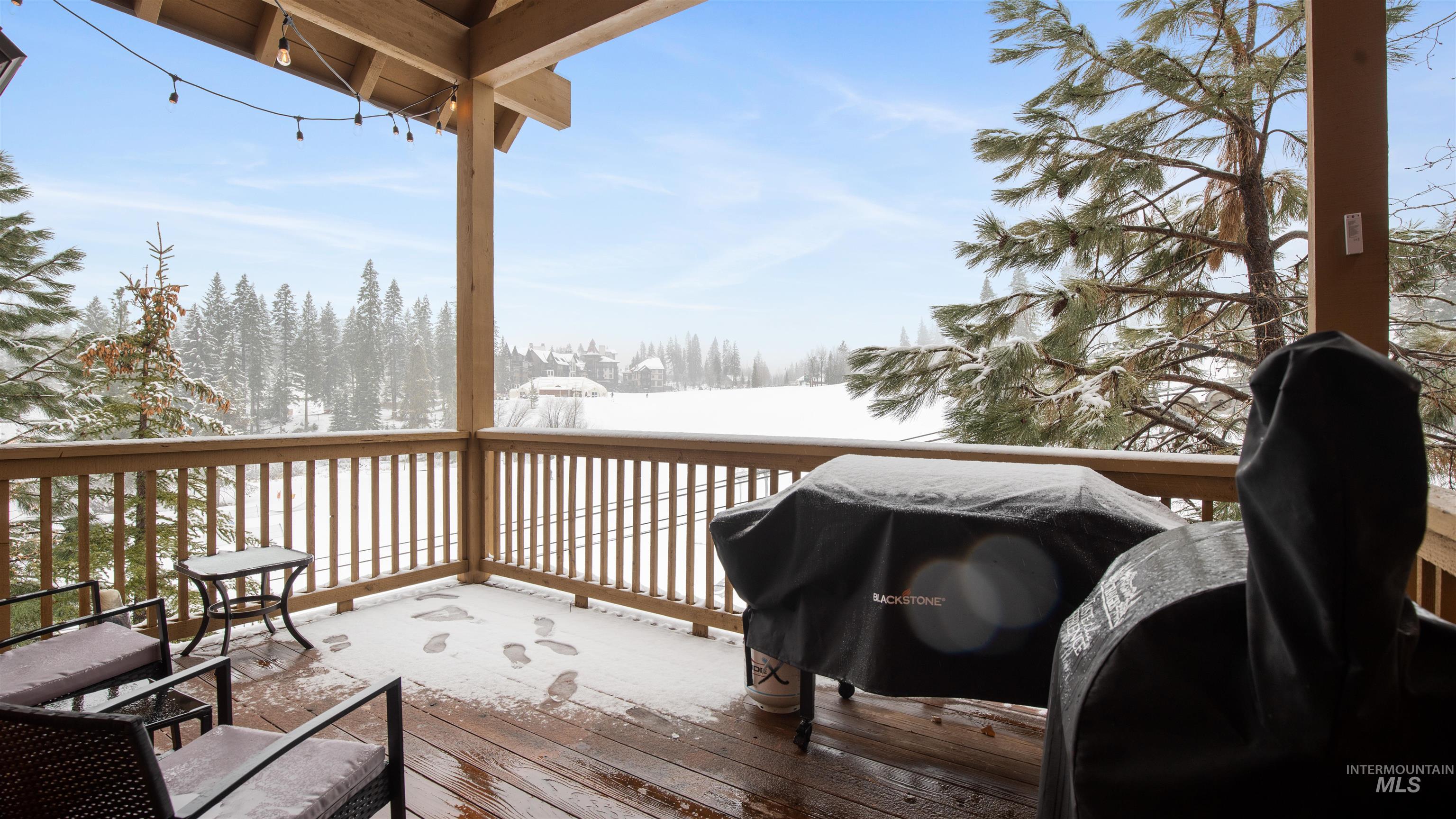 View of snow covered deck