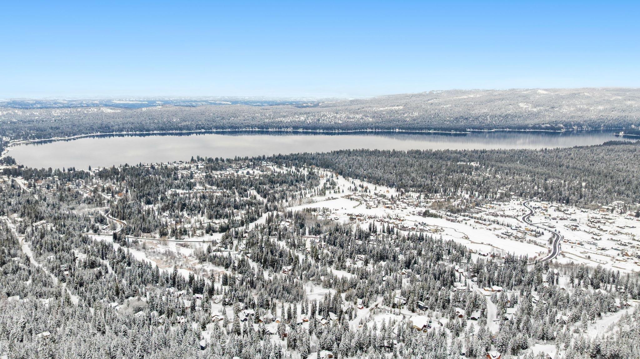 Aerial view of a nearby body of water